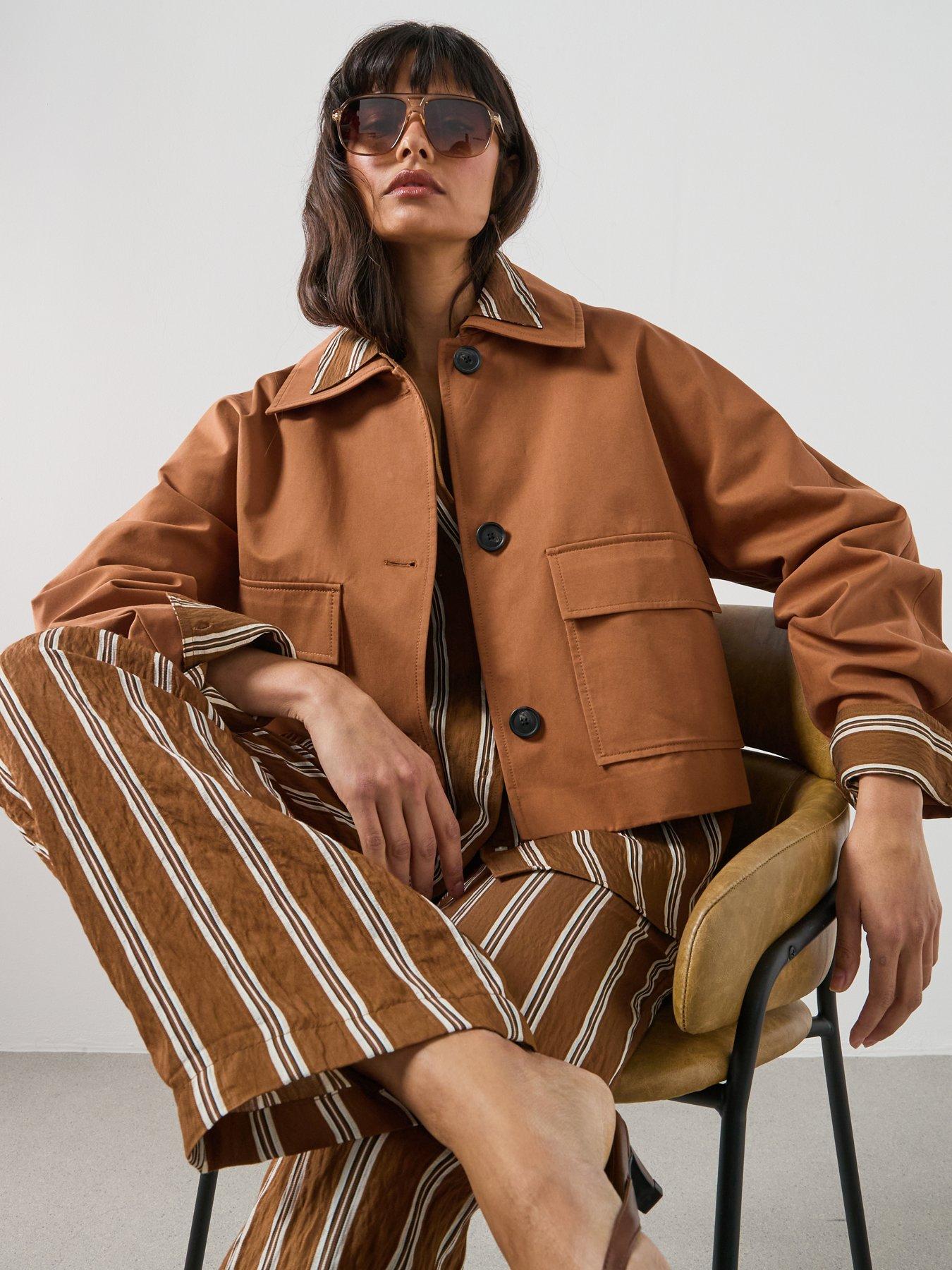 Image 6 of 6 of Mango Cotton Jacket With Pockets - Brown