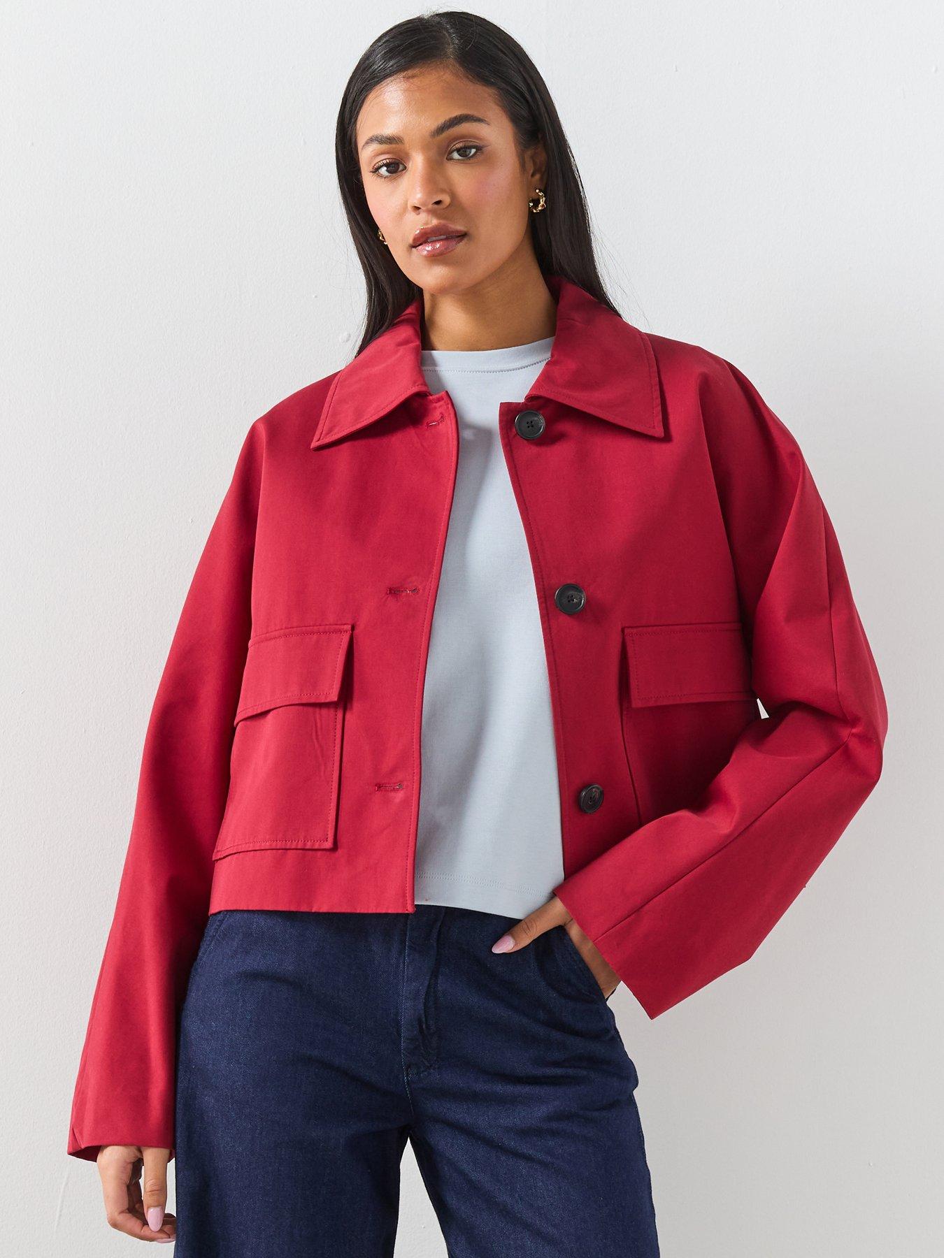 Mango Cotton Jacket With Pockets - Red
