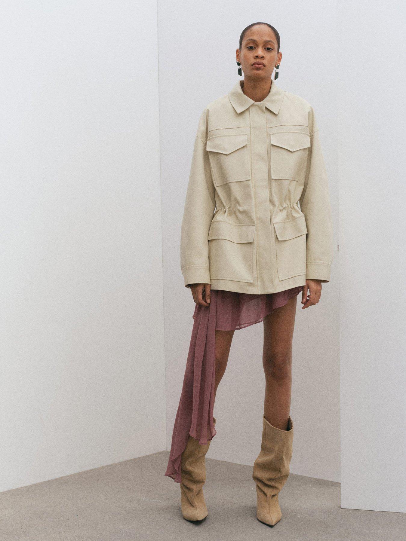 front image of mango-oversized-parka-with-pockets-cream