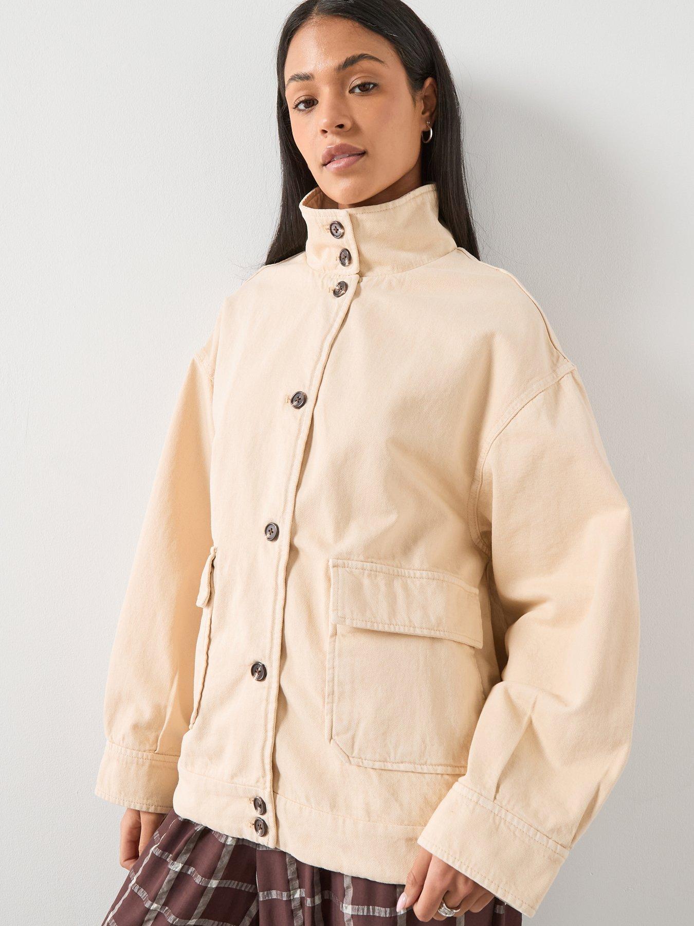 Mango Denim Parka With Stand-Up Collar - Cream