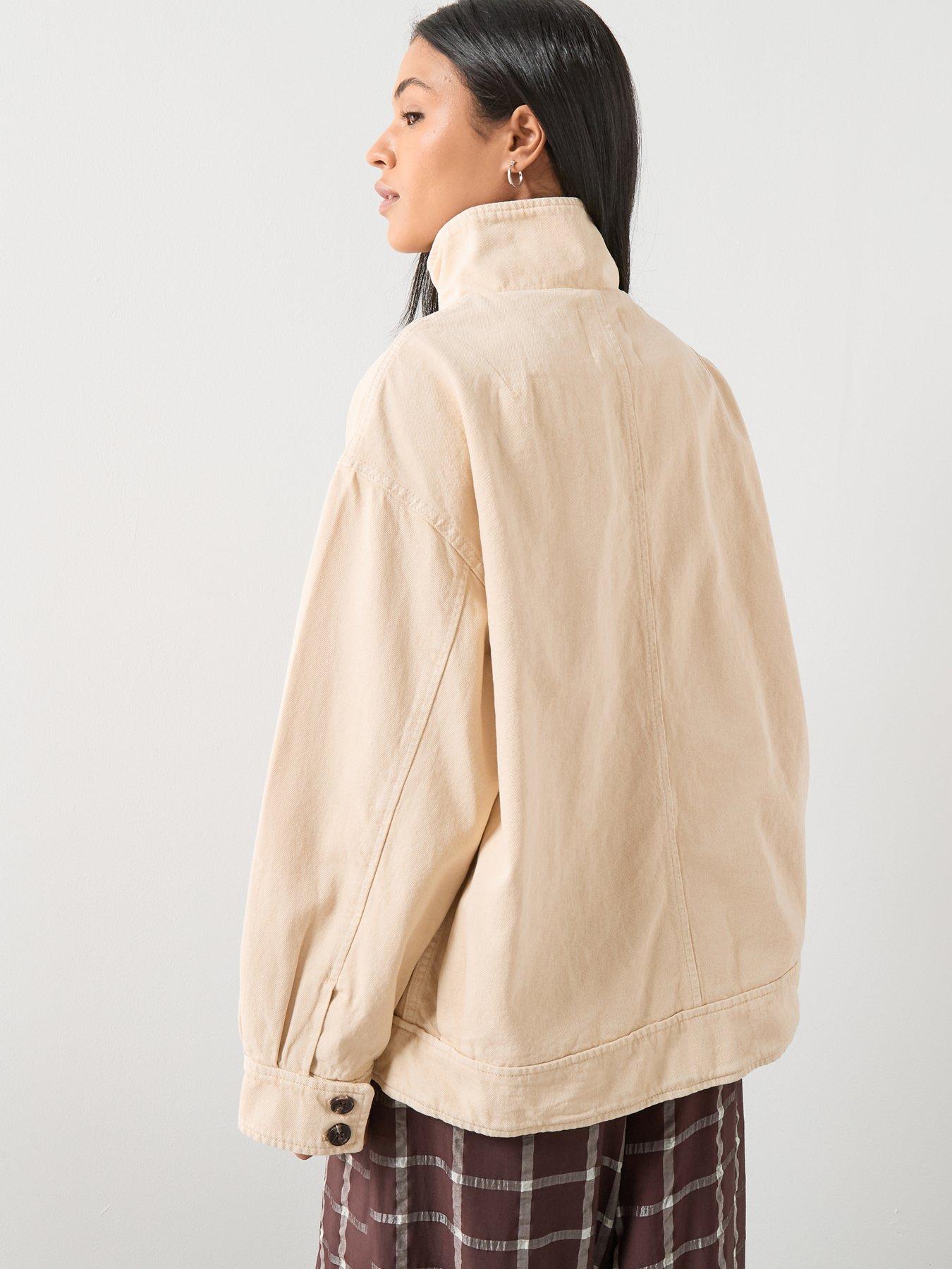  image of mango-denim-parka-with-stand-up-collar-cream