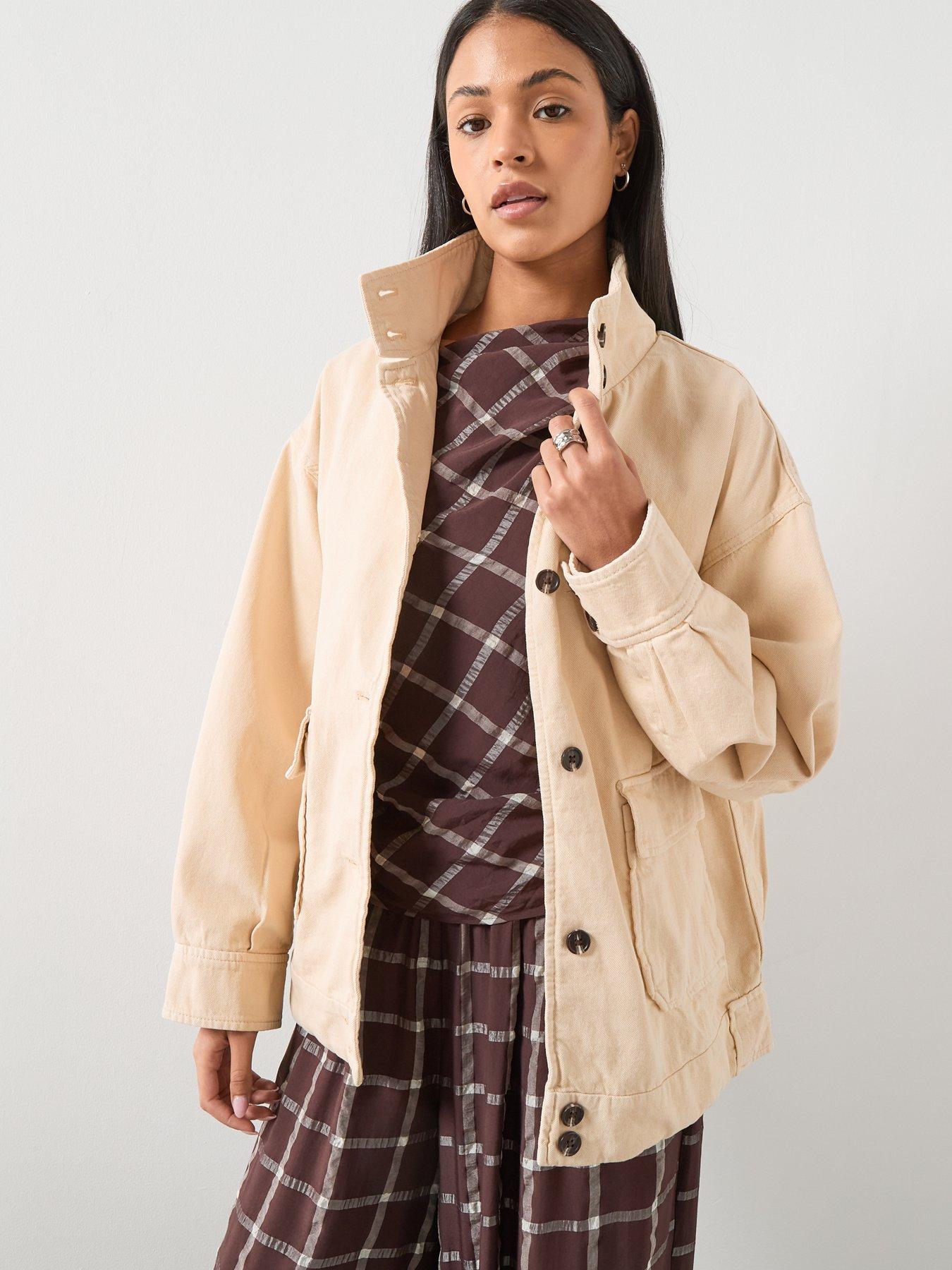  image of mango-denim-parka-with-stand-up-collar-cream