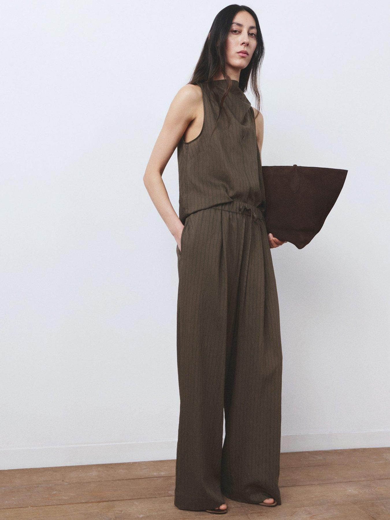 stillFront image of mango-striped-foulard-top-brown