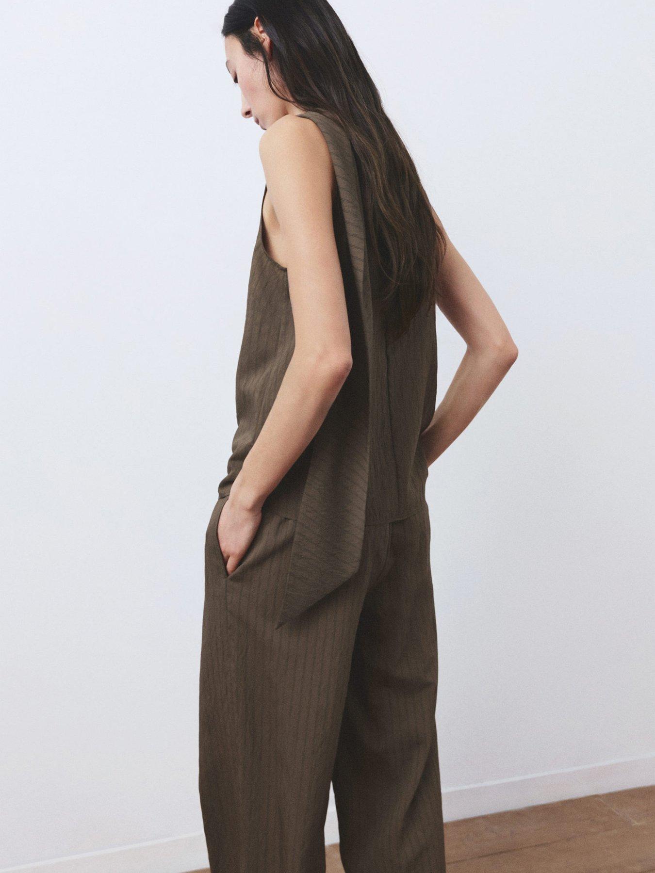  image of mango-striped-foulard-top-brown