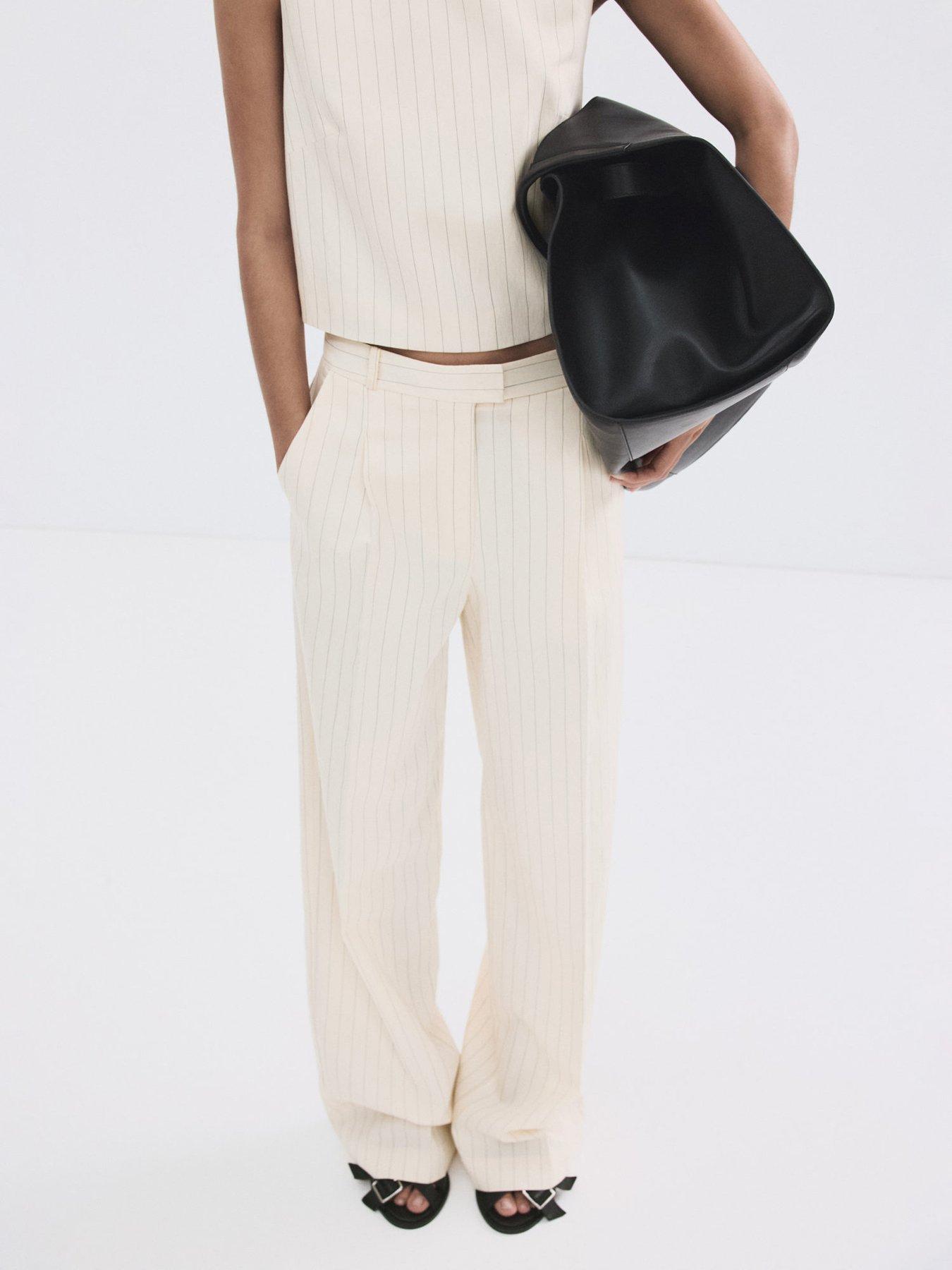  image of mango-pinstripe-co-ord-suit-trousers-white