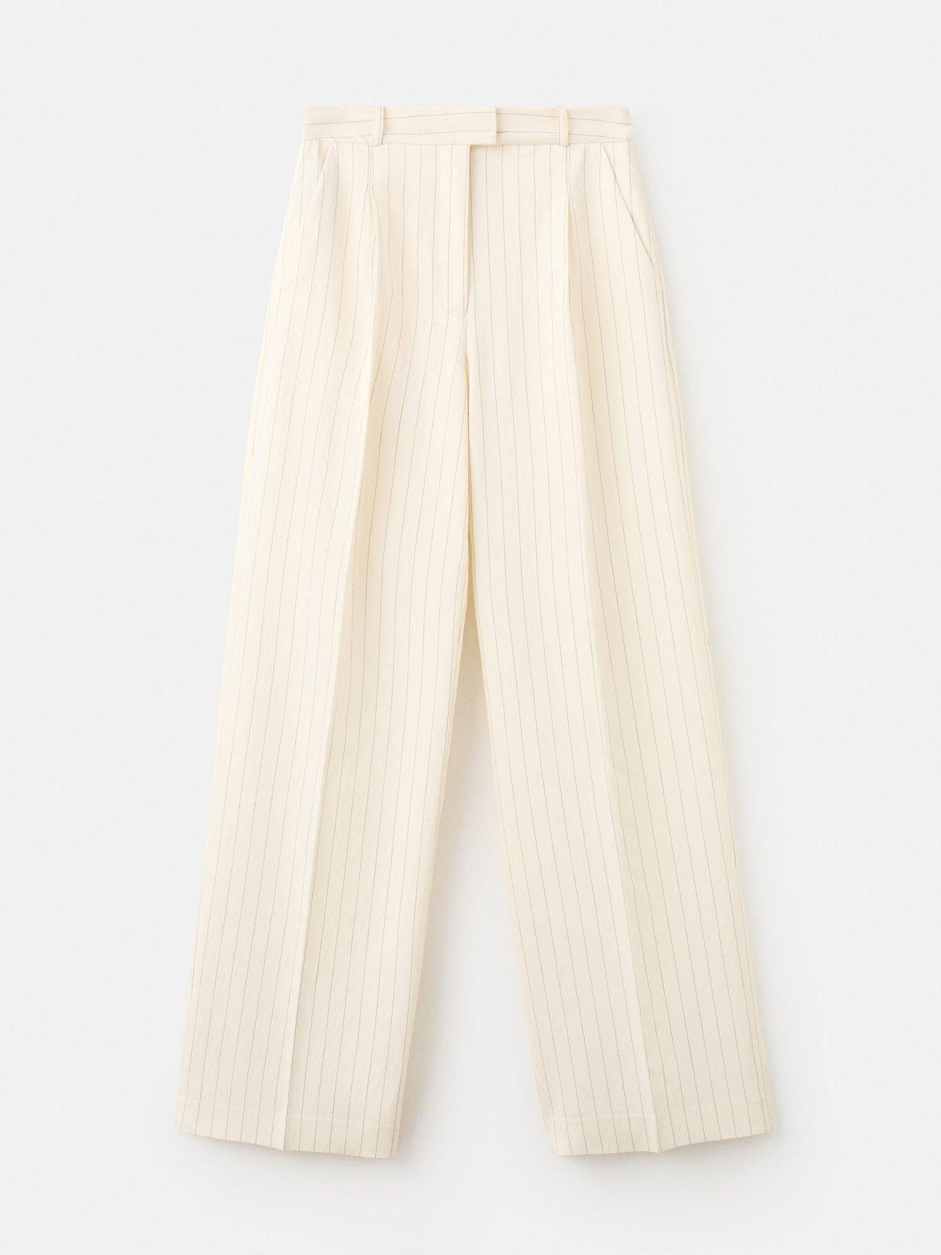  image of mango-pinstripe-co-ord-suit-trousers-white