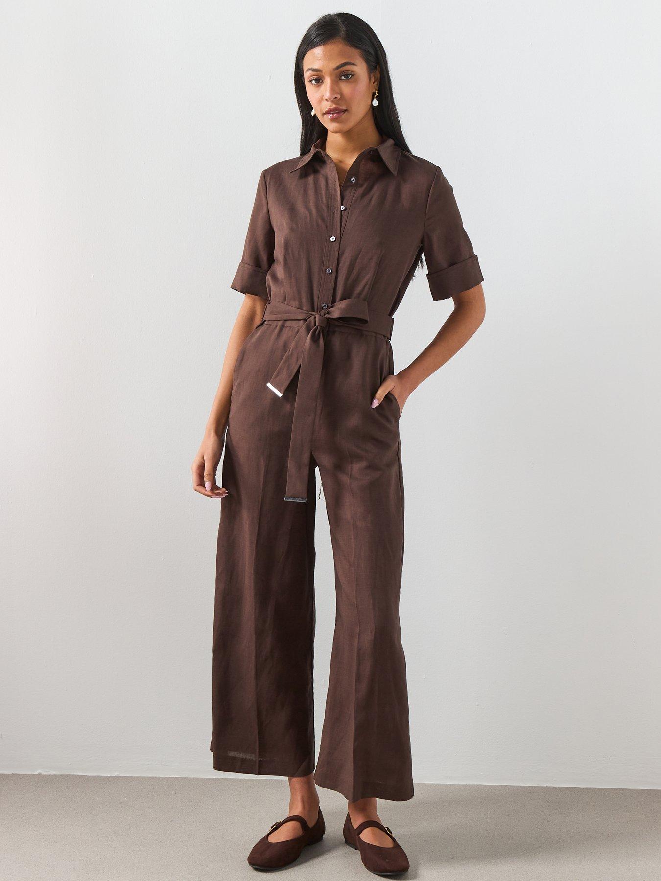 Mango Lyocell Shirt Jumpsuit - Brown
