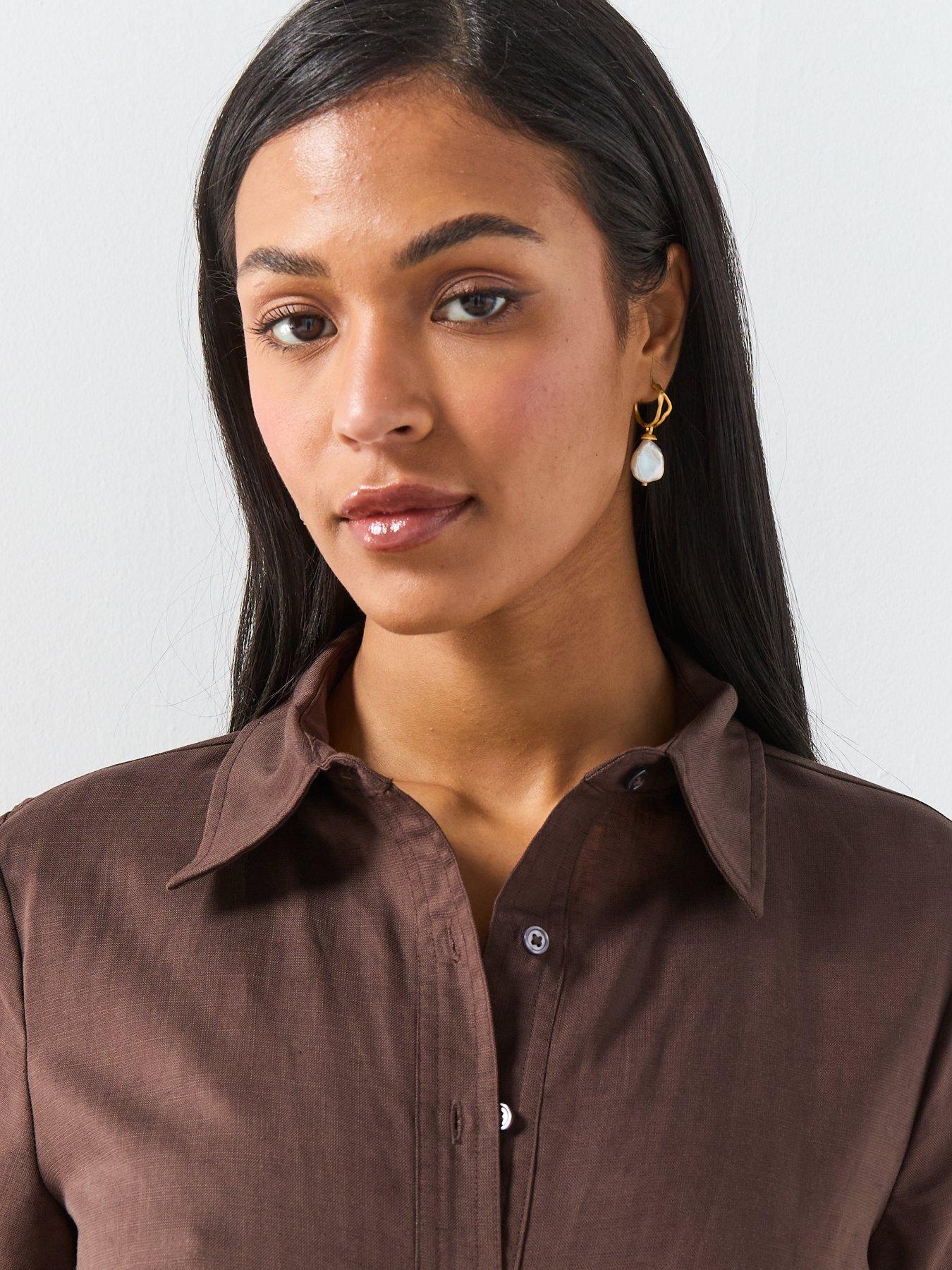 Image 5 of 6 of Mango Lyocell Shirt Jumpsuit - Brown