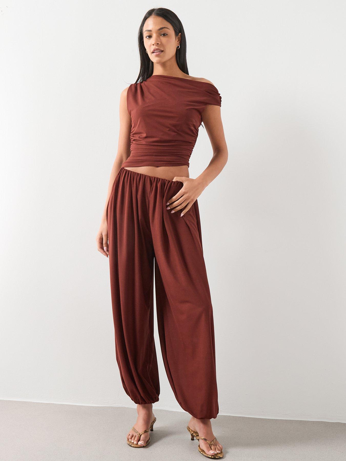 Image 3 of 5 of Mango Mid-rise Harem Pants - Russet