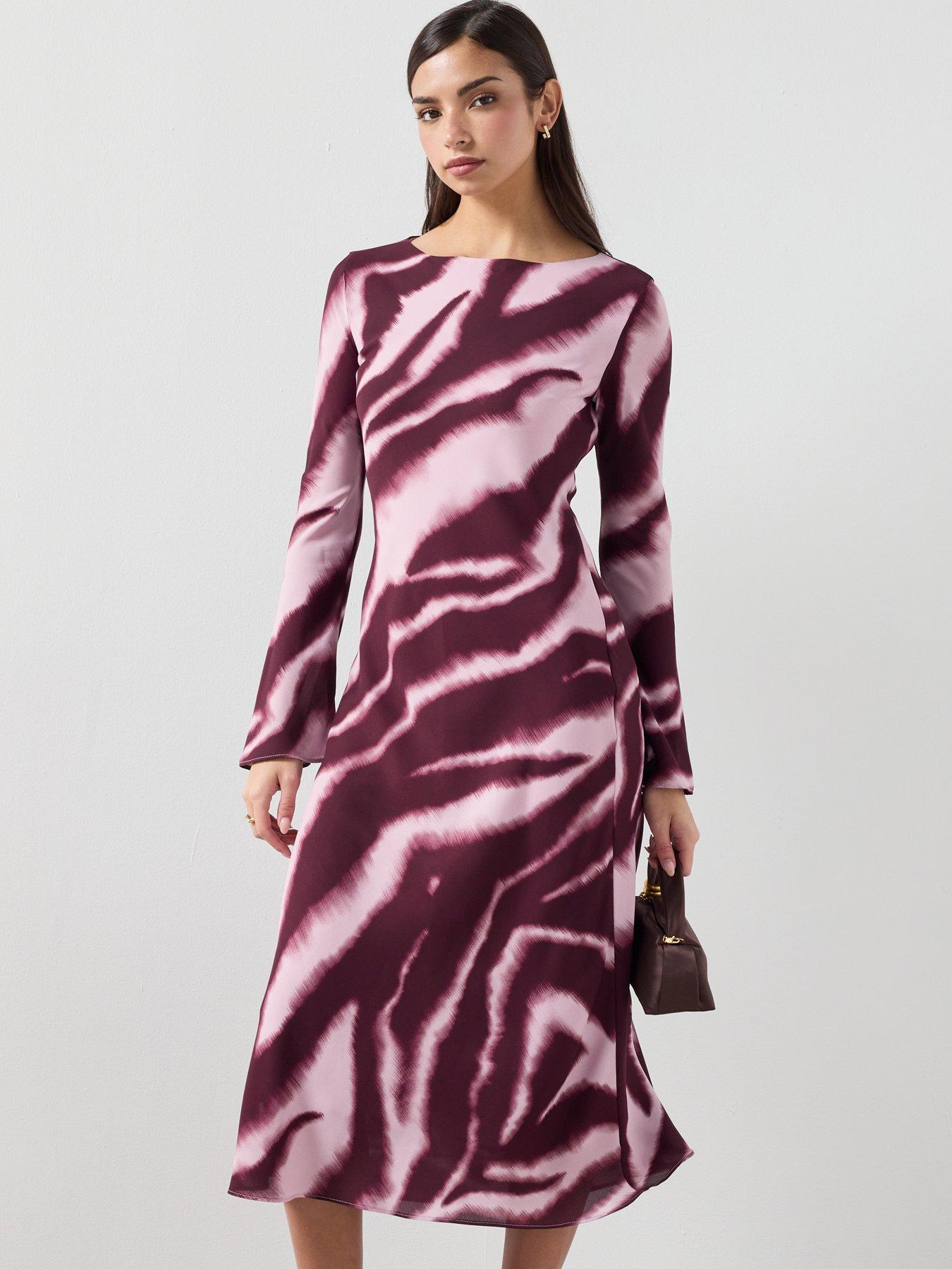 Mango A-line Animal-print Dress - Purple