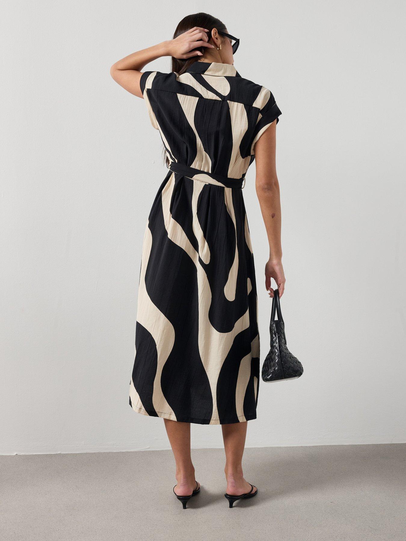  image of mango-printed-shirt-dress-black