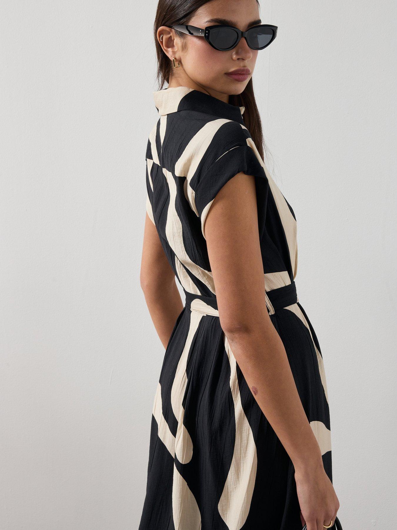  image of mango-printed-shirt-dress-black