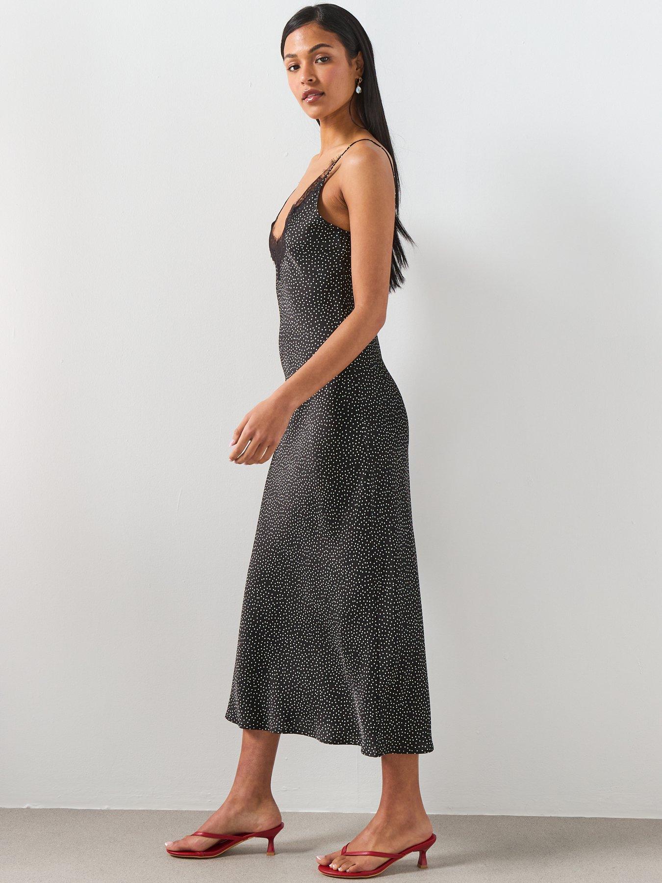 Image 3 of 6 of Mango Polka Dot Lace Dress - Black
