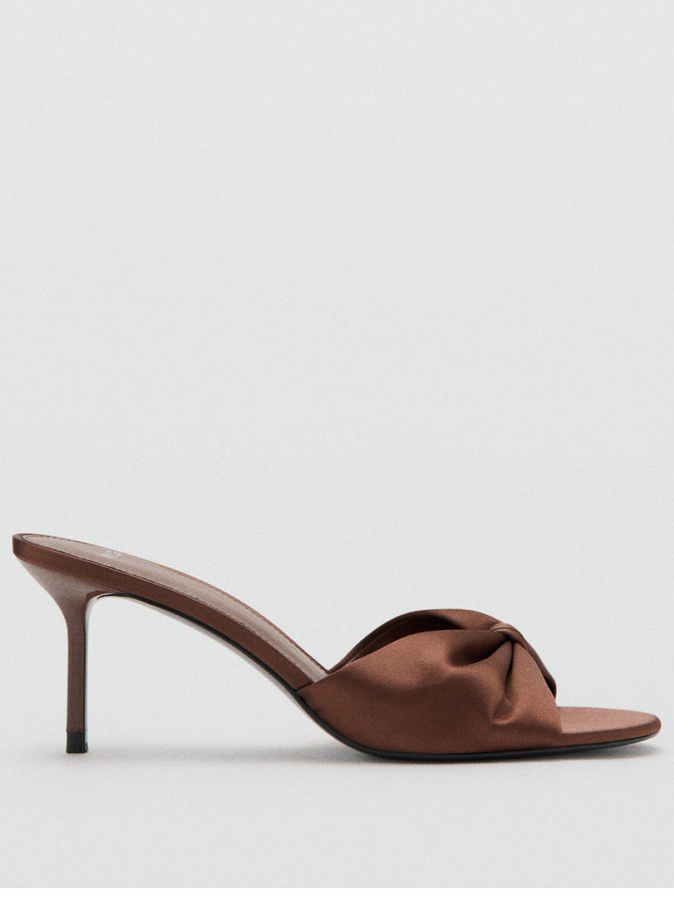  image of mango-satin-finish-sandals-with-bow-brown