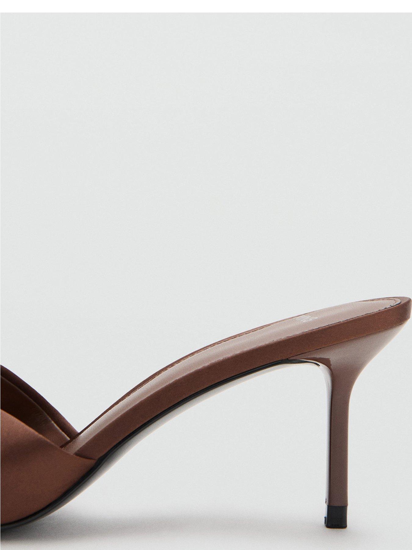  image of mango-satin-finish-sandals-with-bow-brown