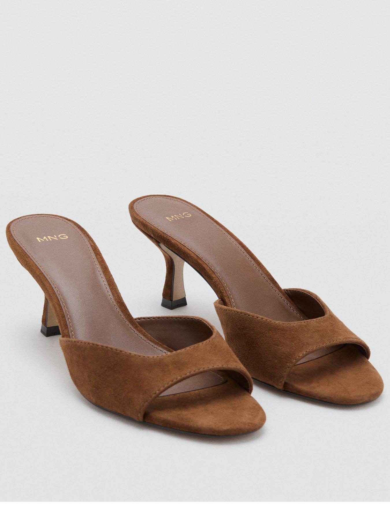 front image of mango-suede-funnel-heel-sandal-brown