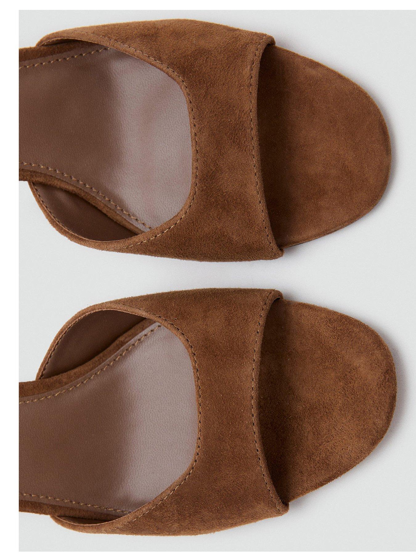  image of mango-suede-funnel-heel-sandal-brown