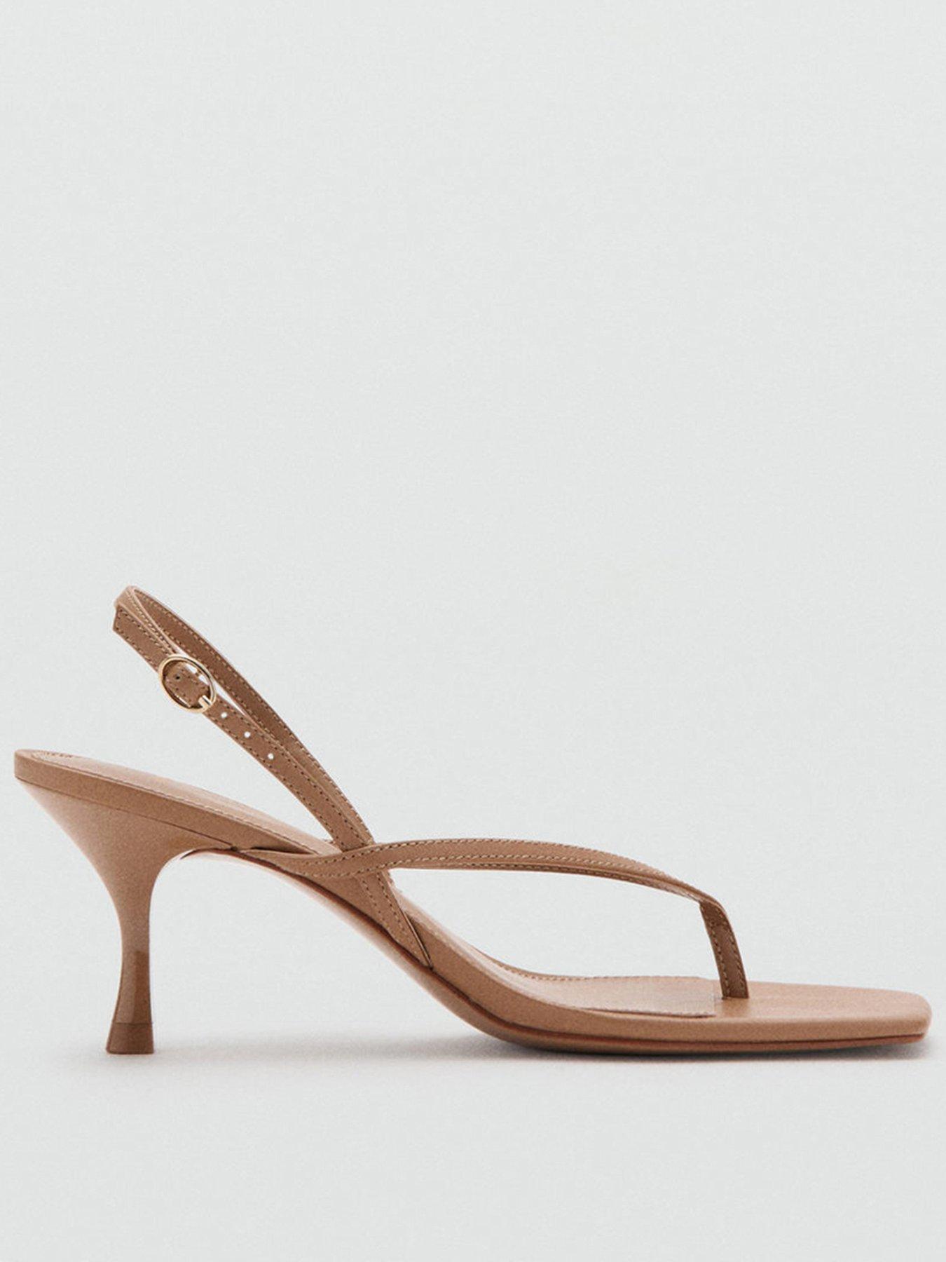 Image 1 of 5 of Mango Strappy Heeled Sandals - Brown