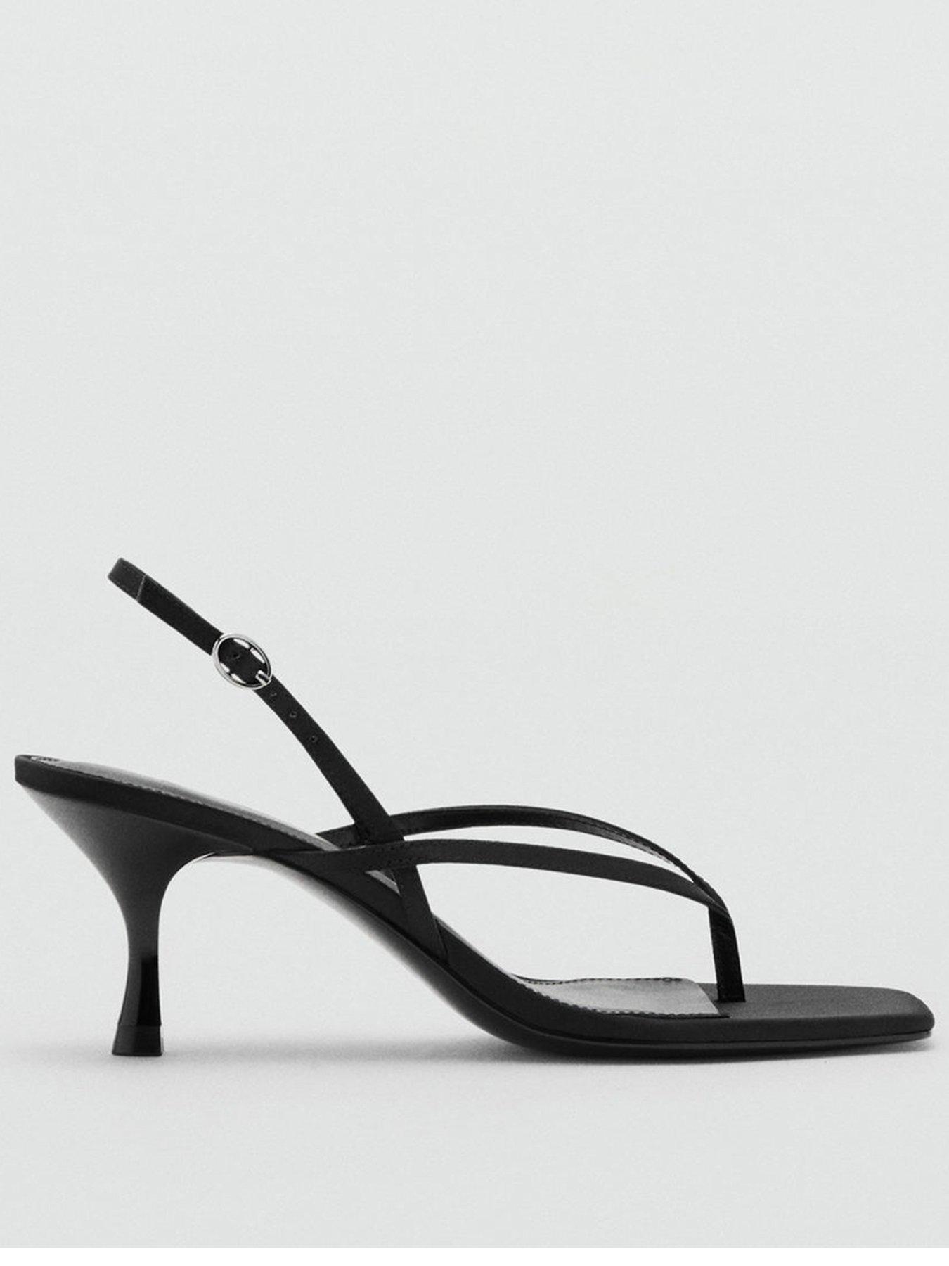 Mango Strappy Heeled Sandals - Black
