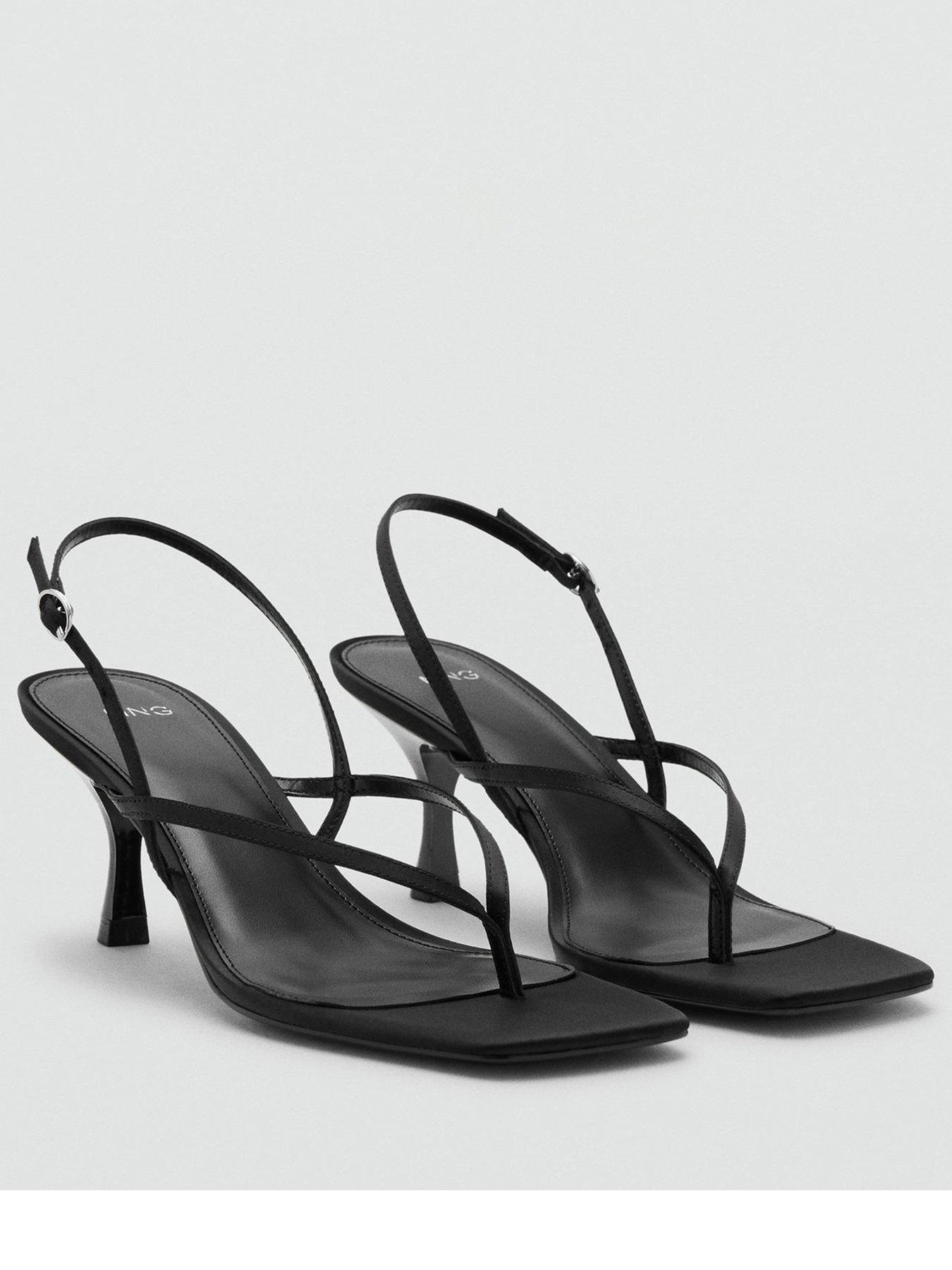 Image 3 of 5 of Mango Strappy Heeled Sandals - Black