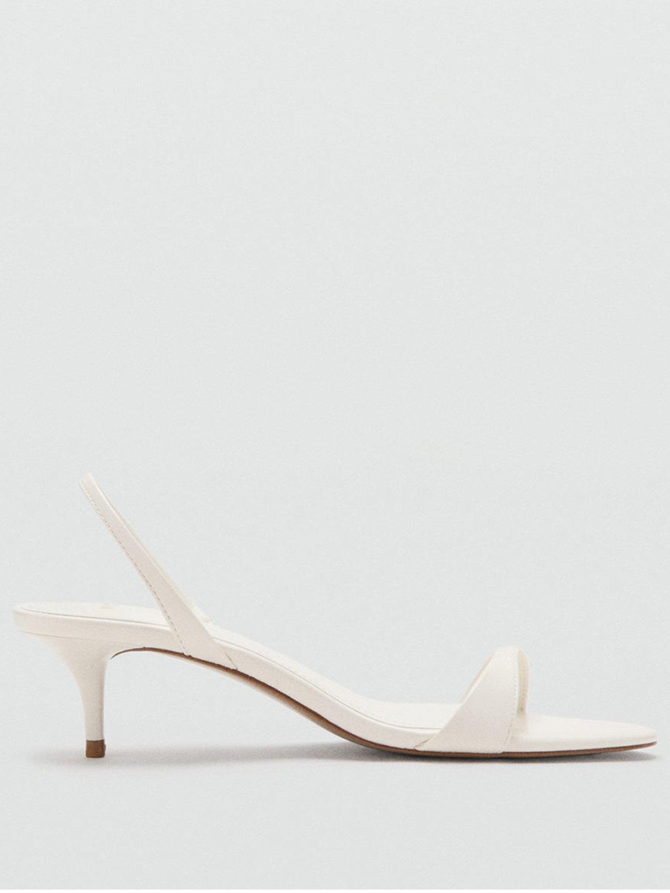  image of mango-kitten-heel-sandals-with-strap-ecru