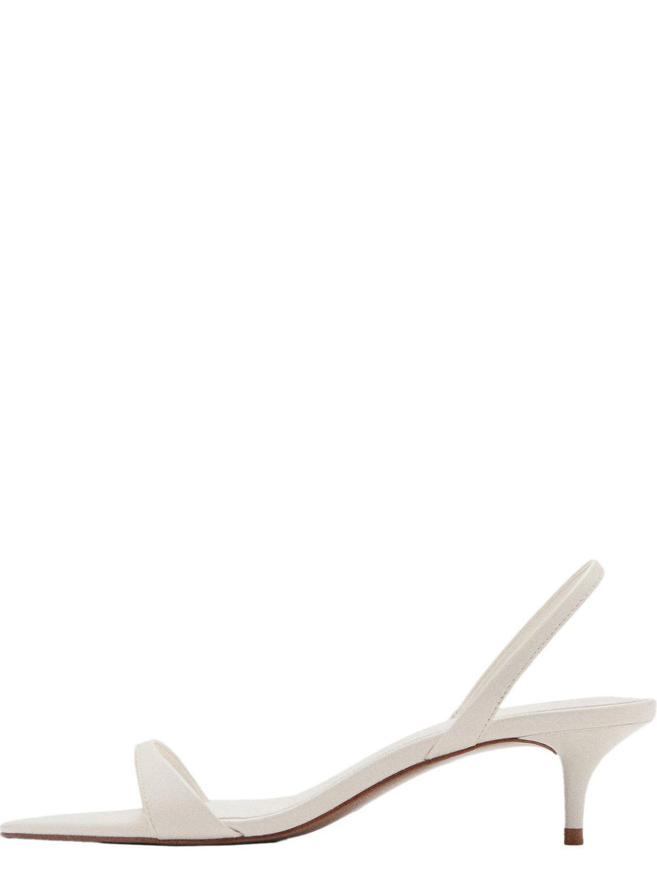 image of mango-kitten-heel-sandals-with-strap-ecru
