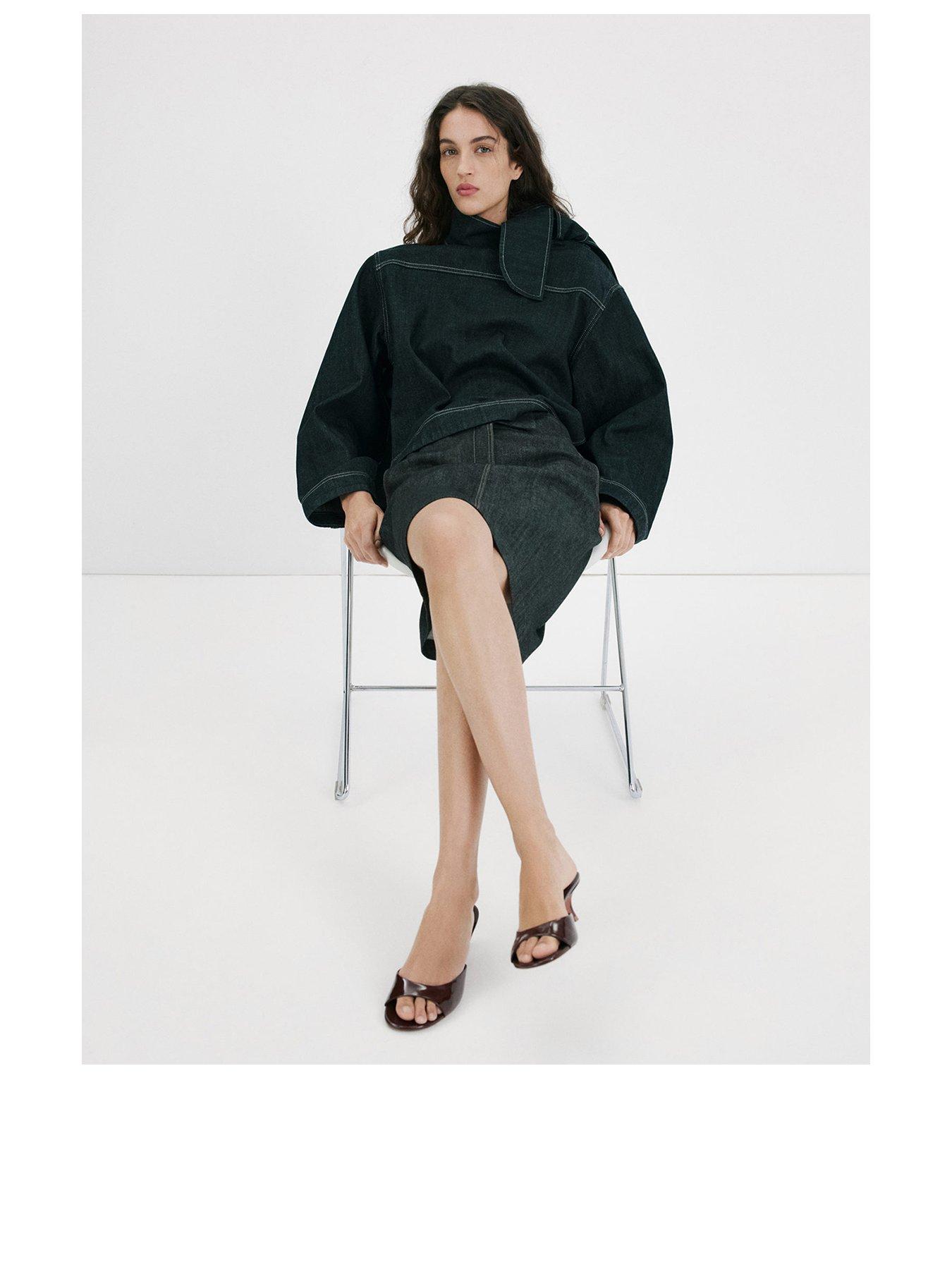  image of mango-pointed-kitten-heel-sandals-chocolate