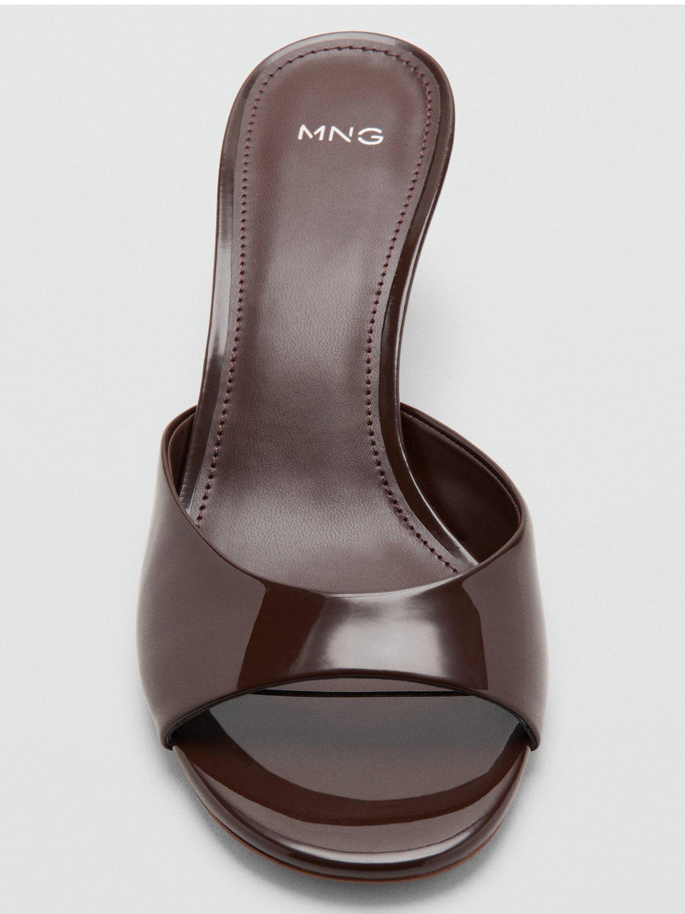  image of mango-pointed-kitten-heel-sandals-chocolate