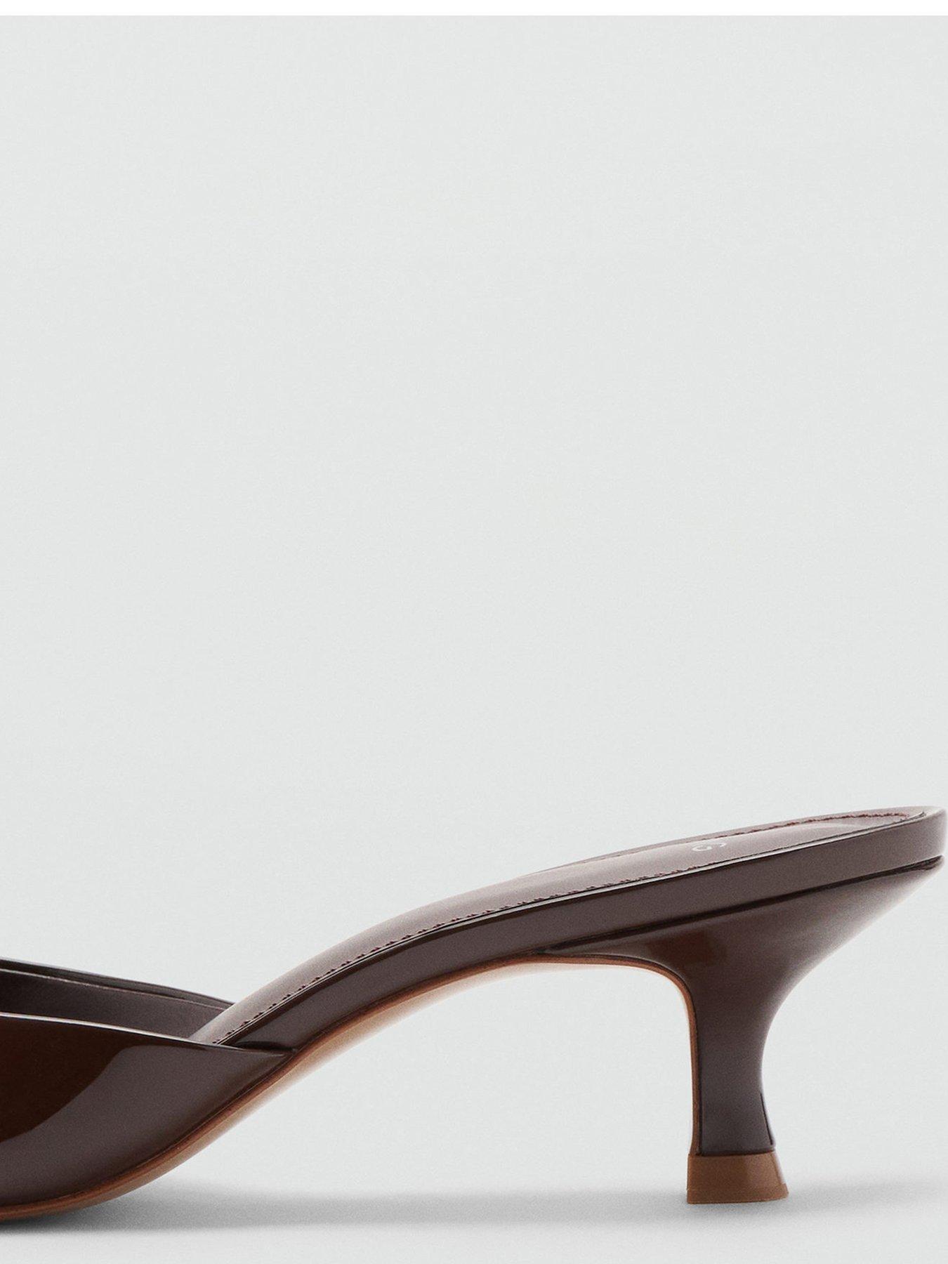  image of mango-pointed-kitten-heel-sandals-chocolate