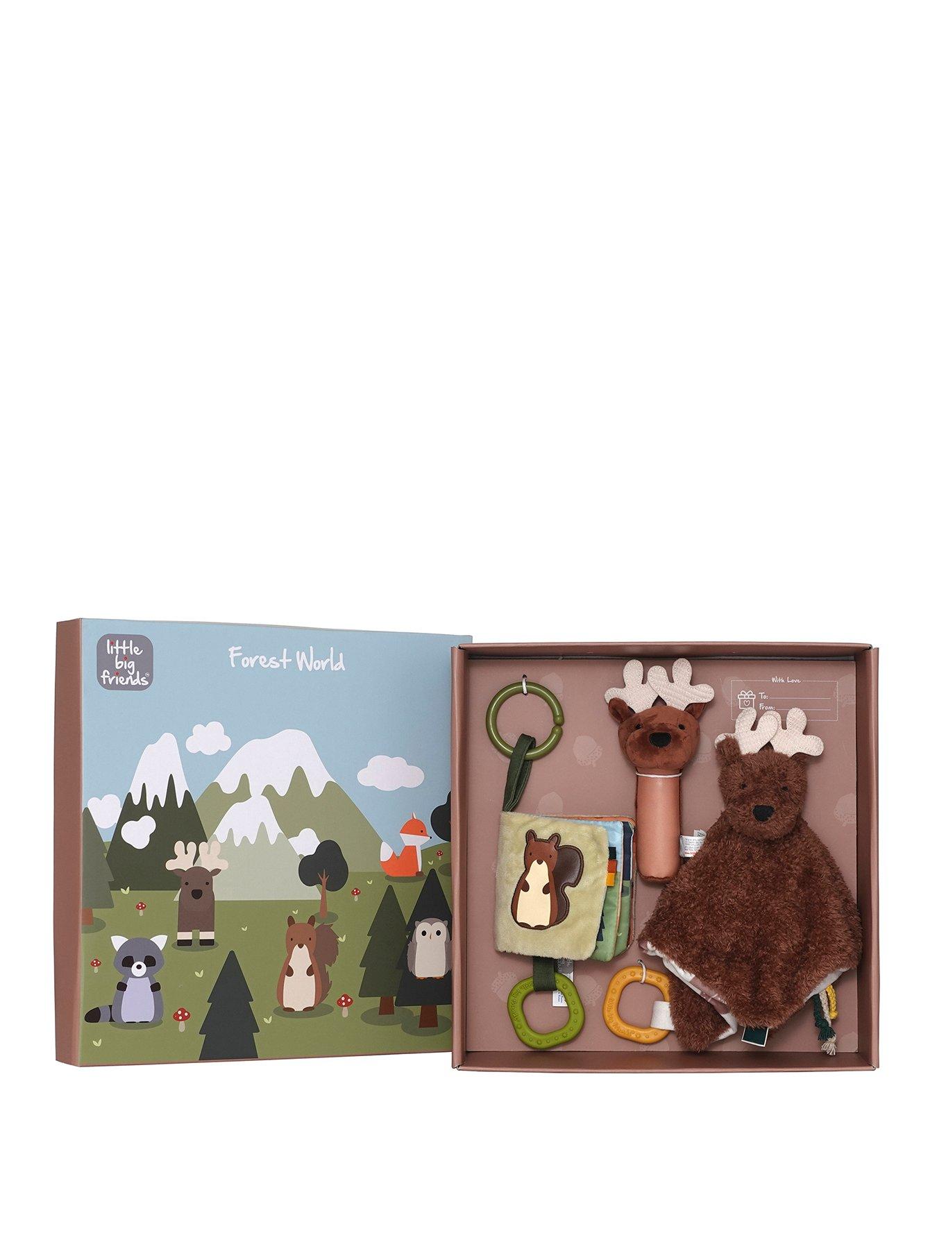 Little Big Friends Baby Gift Set - Comforter, Squeaker and Baby Book- Forest