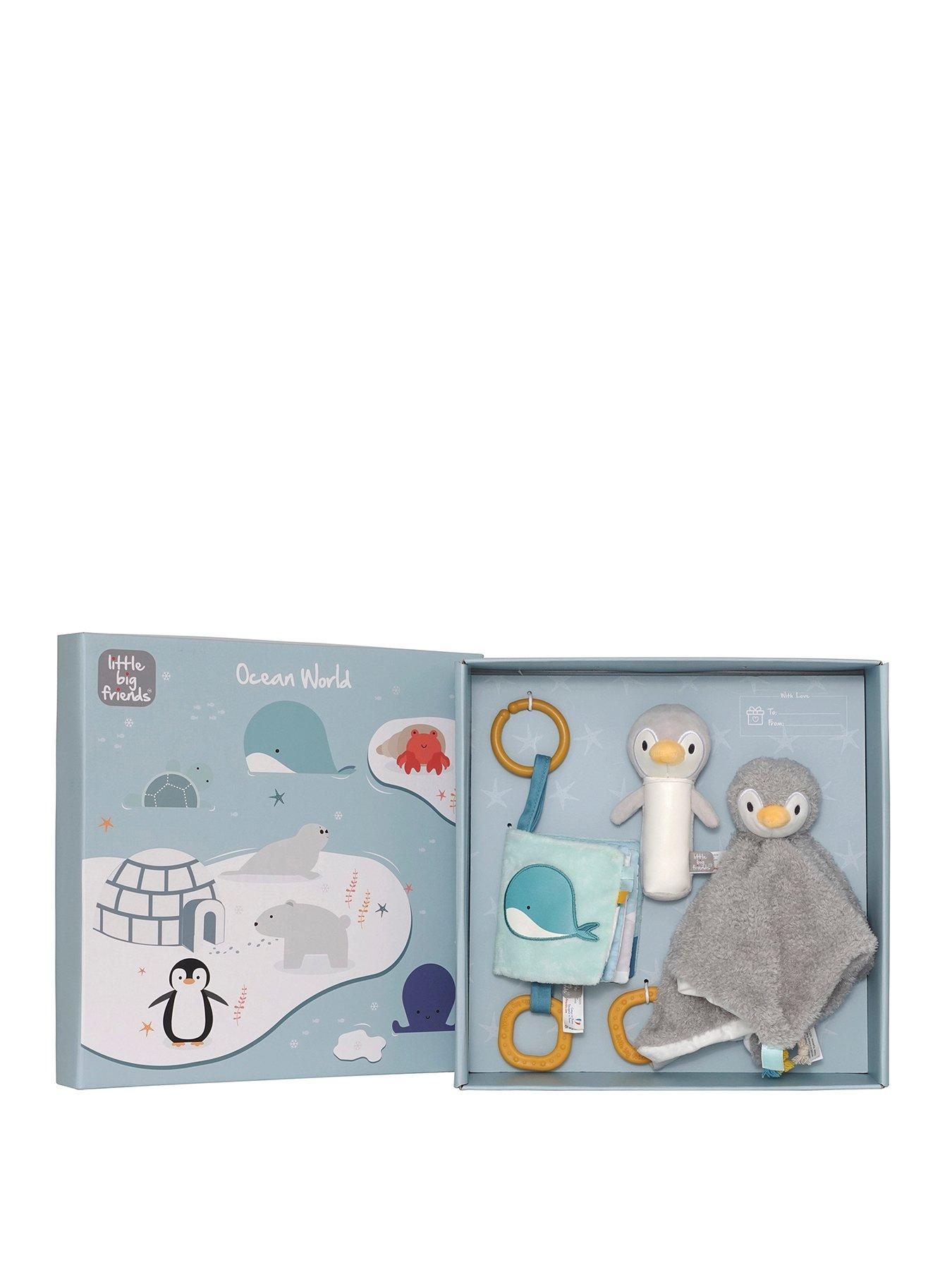 Image 1 of 6 of Little Big Friends Baby Gift Set - Comforter, Squeaker and Baby Book - Ocean