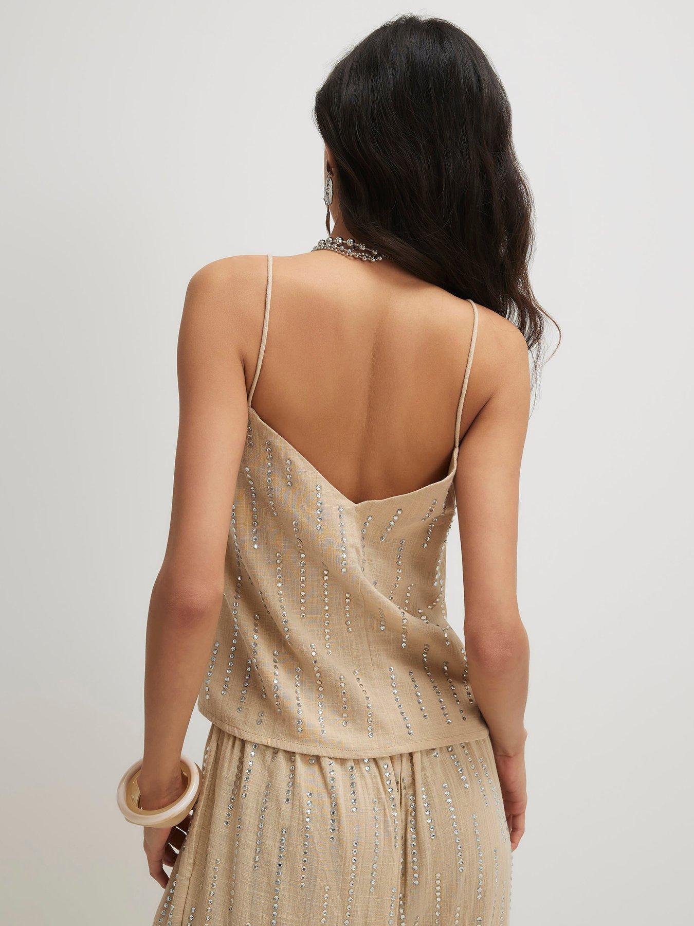 Image 2 of 6 of River Island Hotfix Co-Ord Cami - Cream