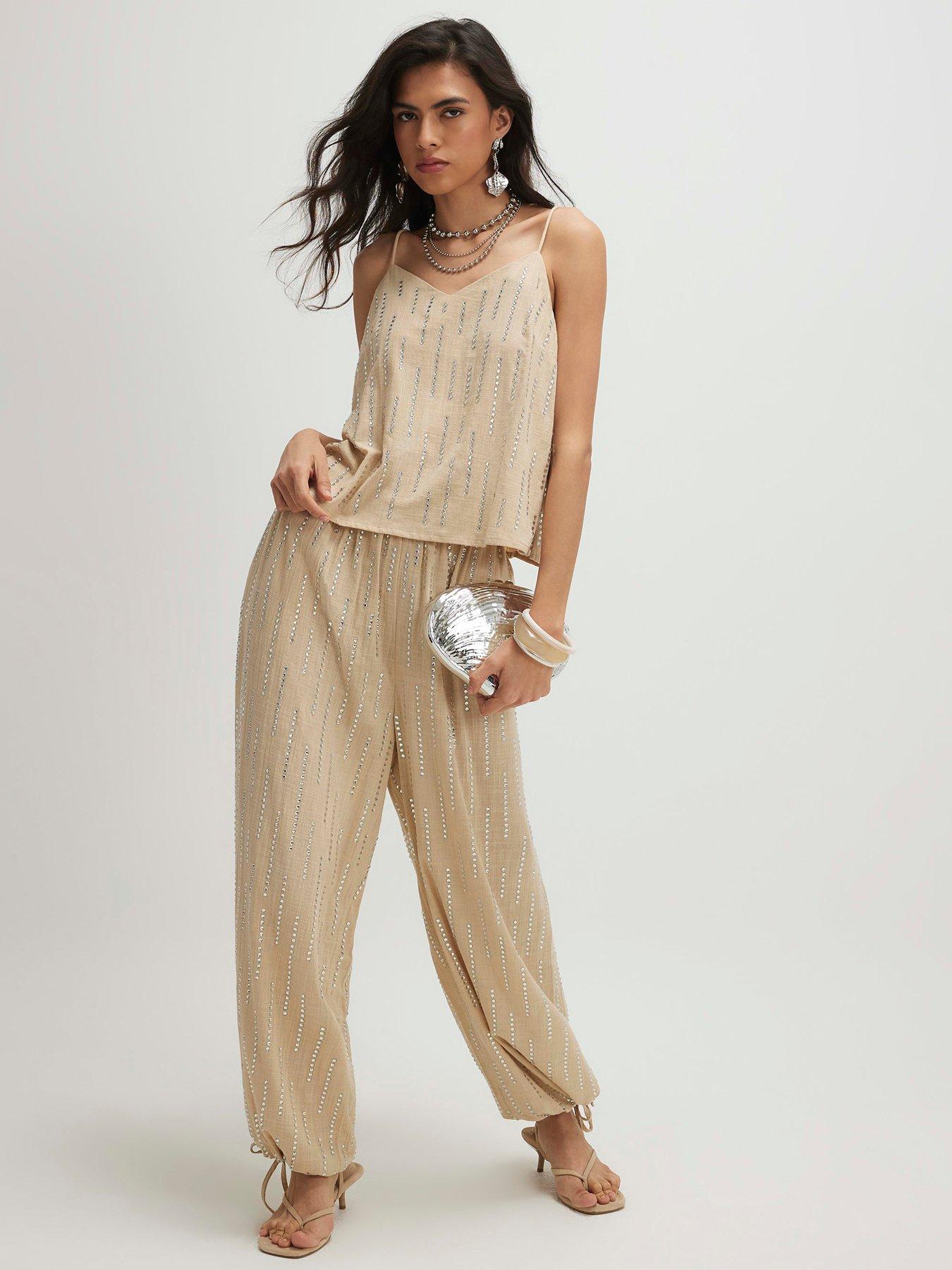 Image 3 of 6 of River Island Hotfix Co-Ord Cami - Cream