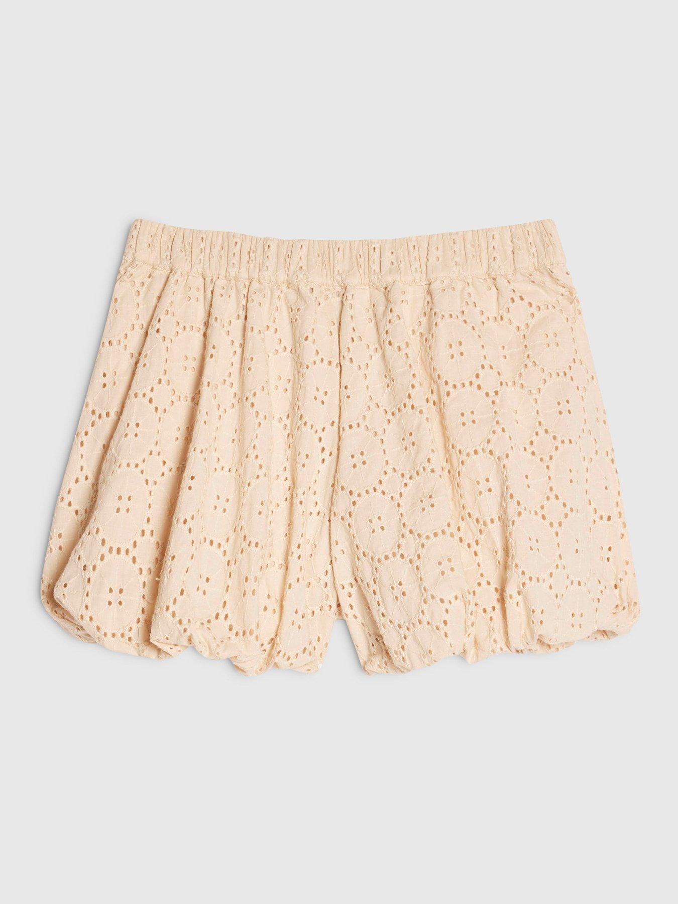 Image 5 of 6 of River Island Broderie Puffball Short - Beige