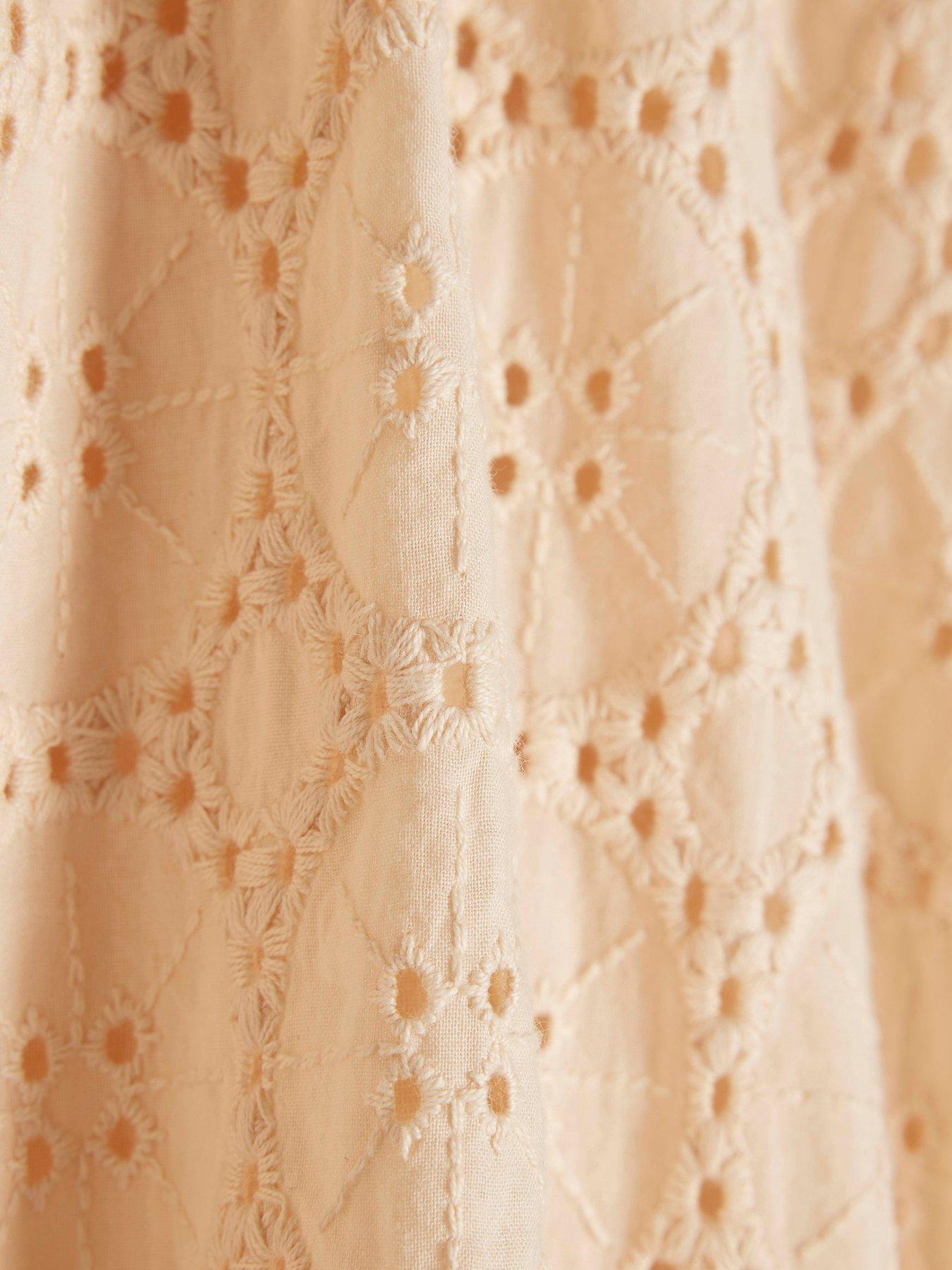 Image 6 of 6 of River Island Broderie Puffball Short - Beige