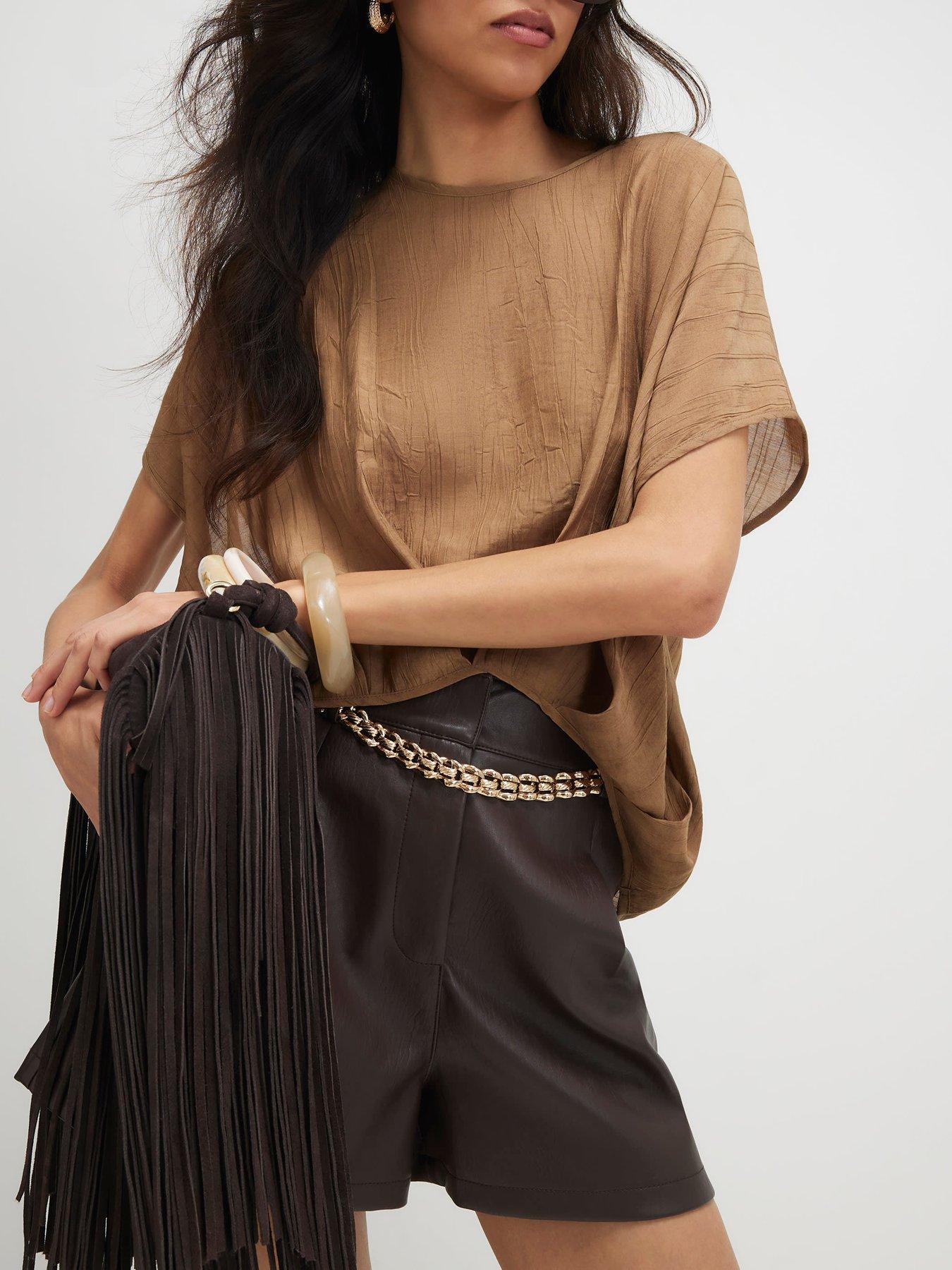 River Island Textured Tuck Hem Top - Beige