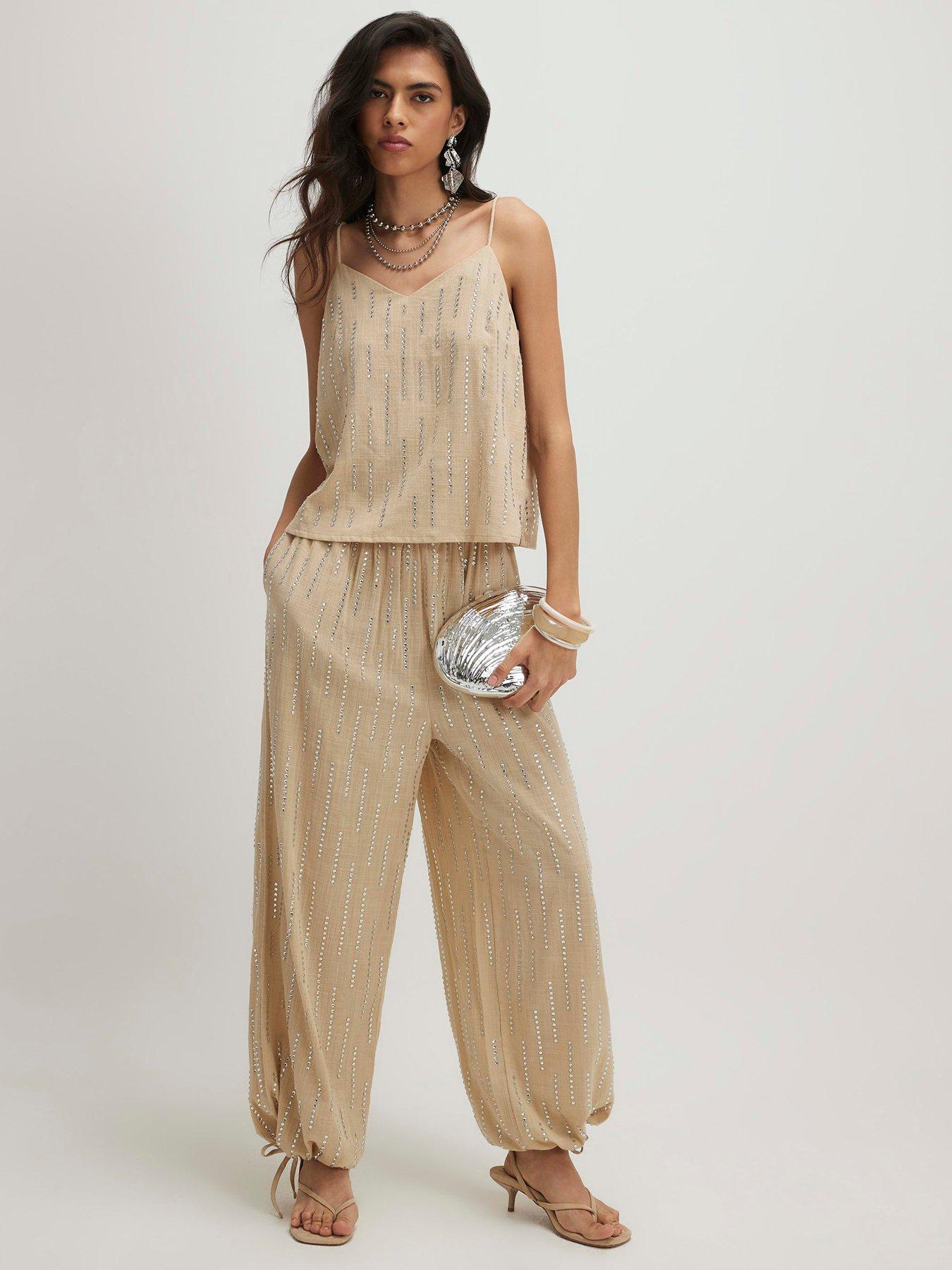 River Island Hotfix Balloon Co-Ord Trousers - Cream