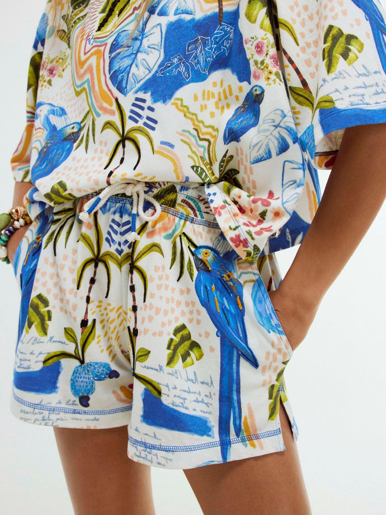 River Island Tropical Beaded Short - White