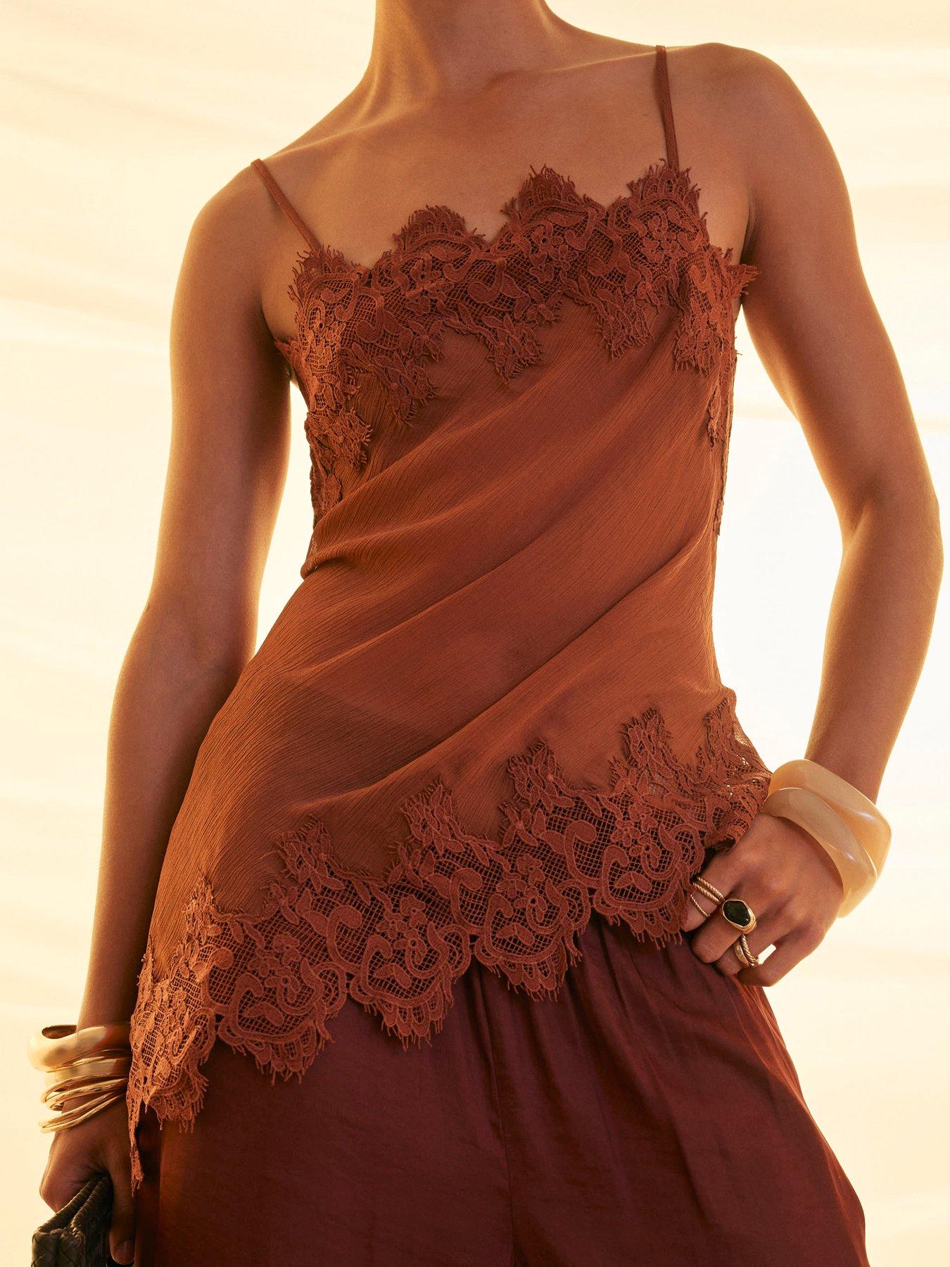 River Island Short Lace Longline Cami - Orange