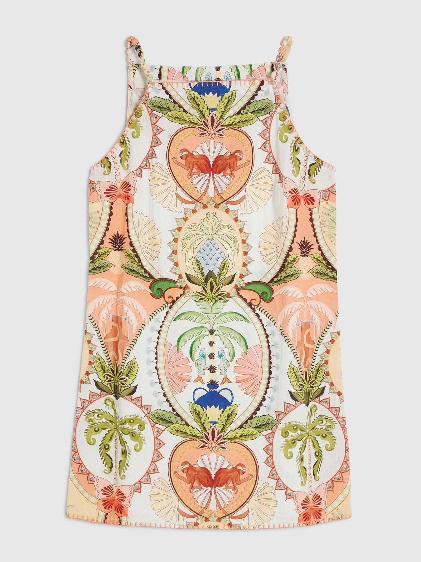 Image 5 of 5 of River Island Palm Print Shift Dress - Blue