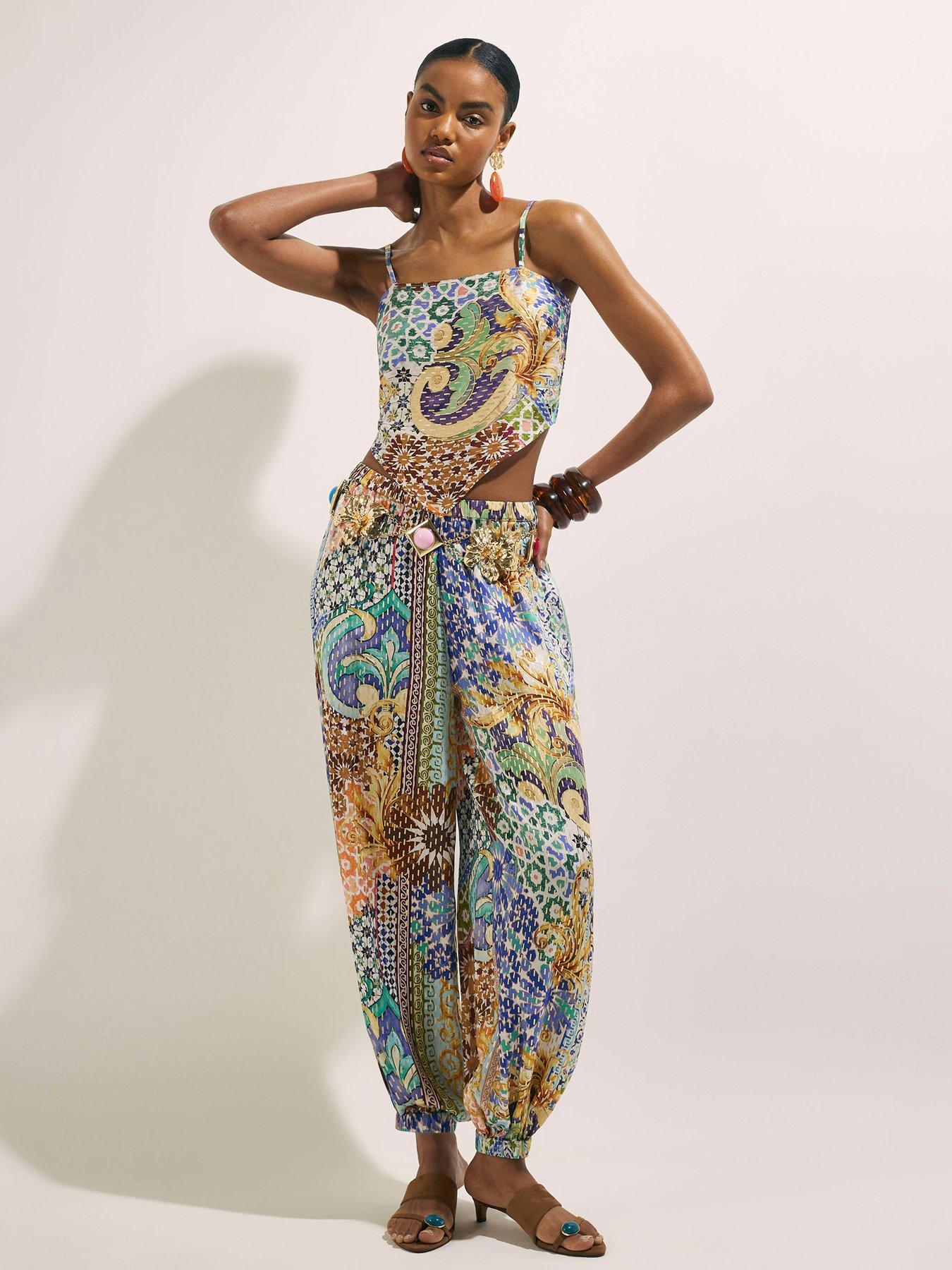 River Island Del Mar Tile Print Hareem Co-ord Trousers - Blue