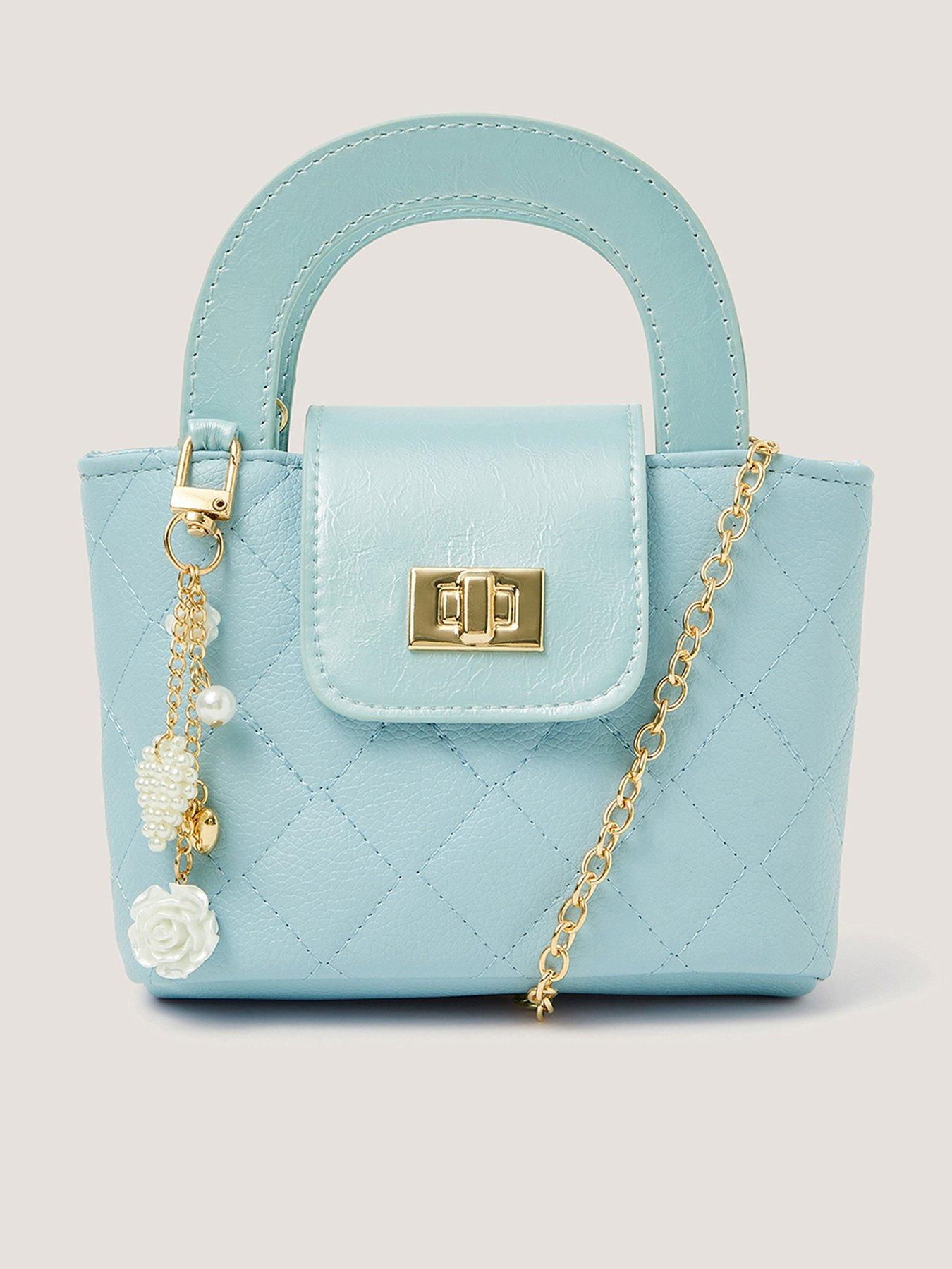 Monsoon Girls Quilted Pearl Charm Bag - Blue