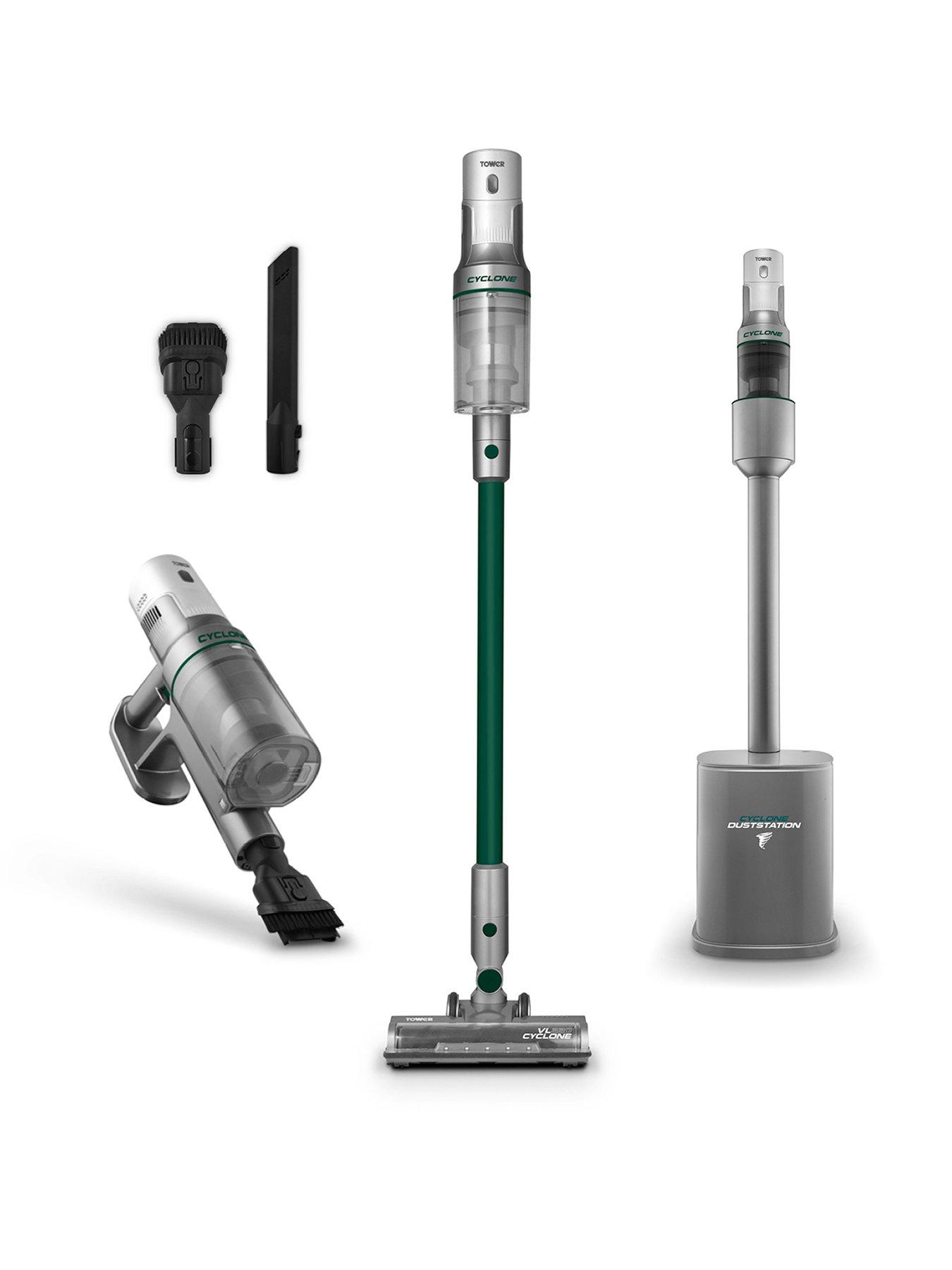 Tower VL220 Cyclone Cordless Vacuum with Auto Emptying Dust Station, Titanium  &  Black