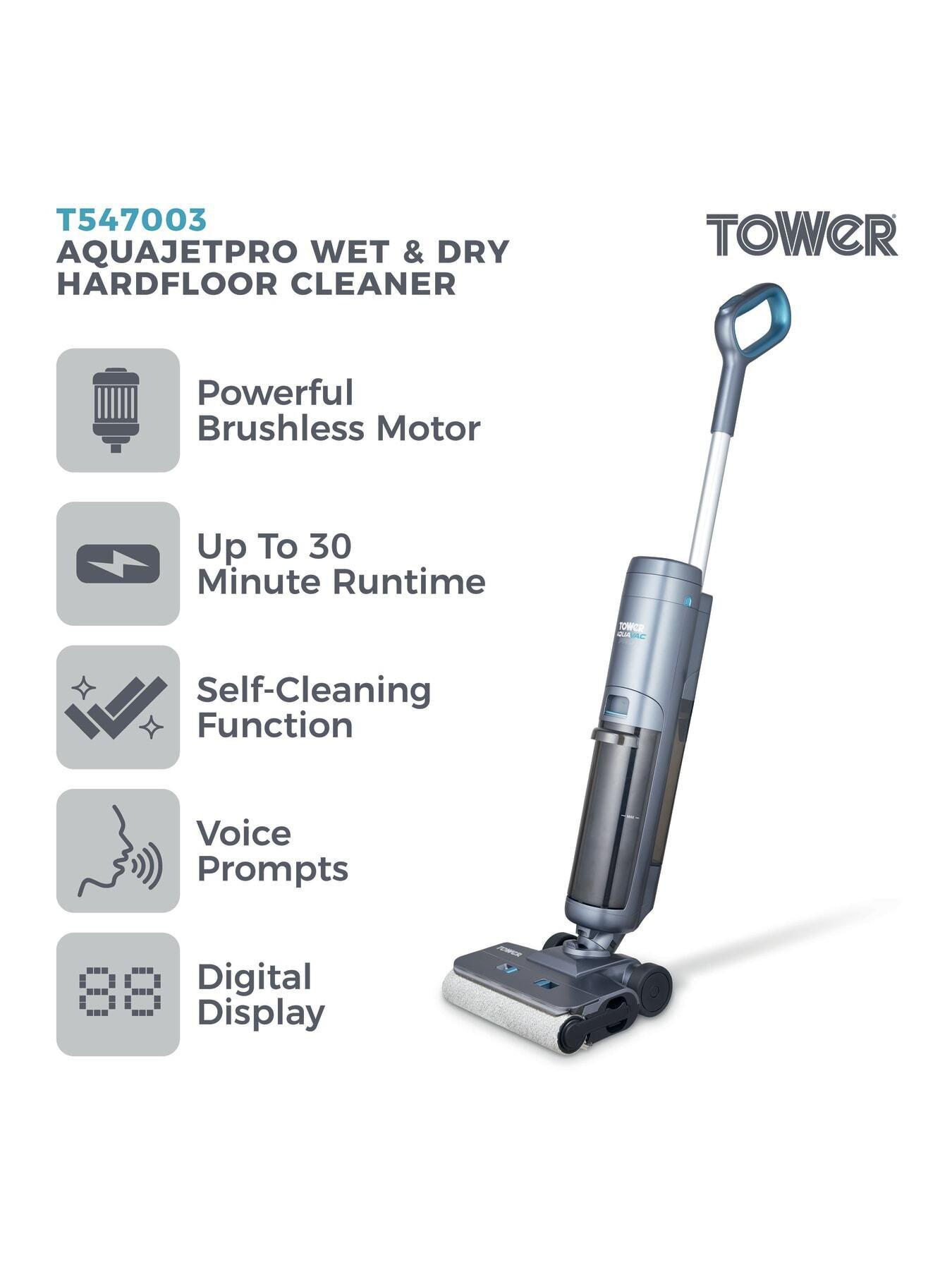 Image 2 of 7 of Tower Aquajet Pro Cordless Wet & Dry Hardfloor Cleaner, Dual Water Tanks, Titanium