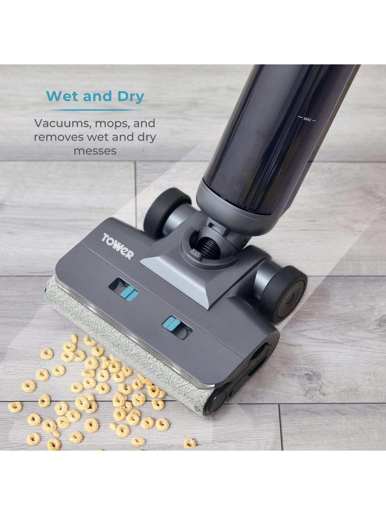 Image 3 of 7 of Tower Aquajet Pro Cordless Wet & Dry Hardfloor Cleaner, Dual Water Tanks, Titanium