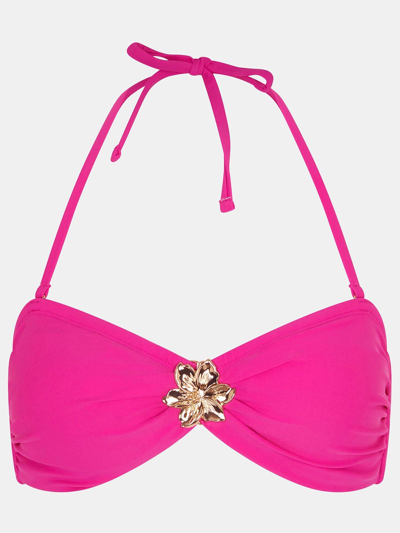  image of accessorize-flower-buckle-bandeau-bikini-top