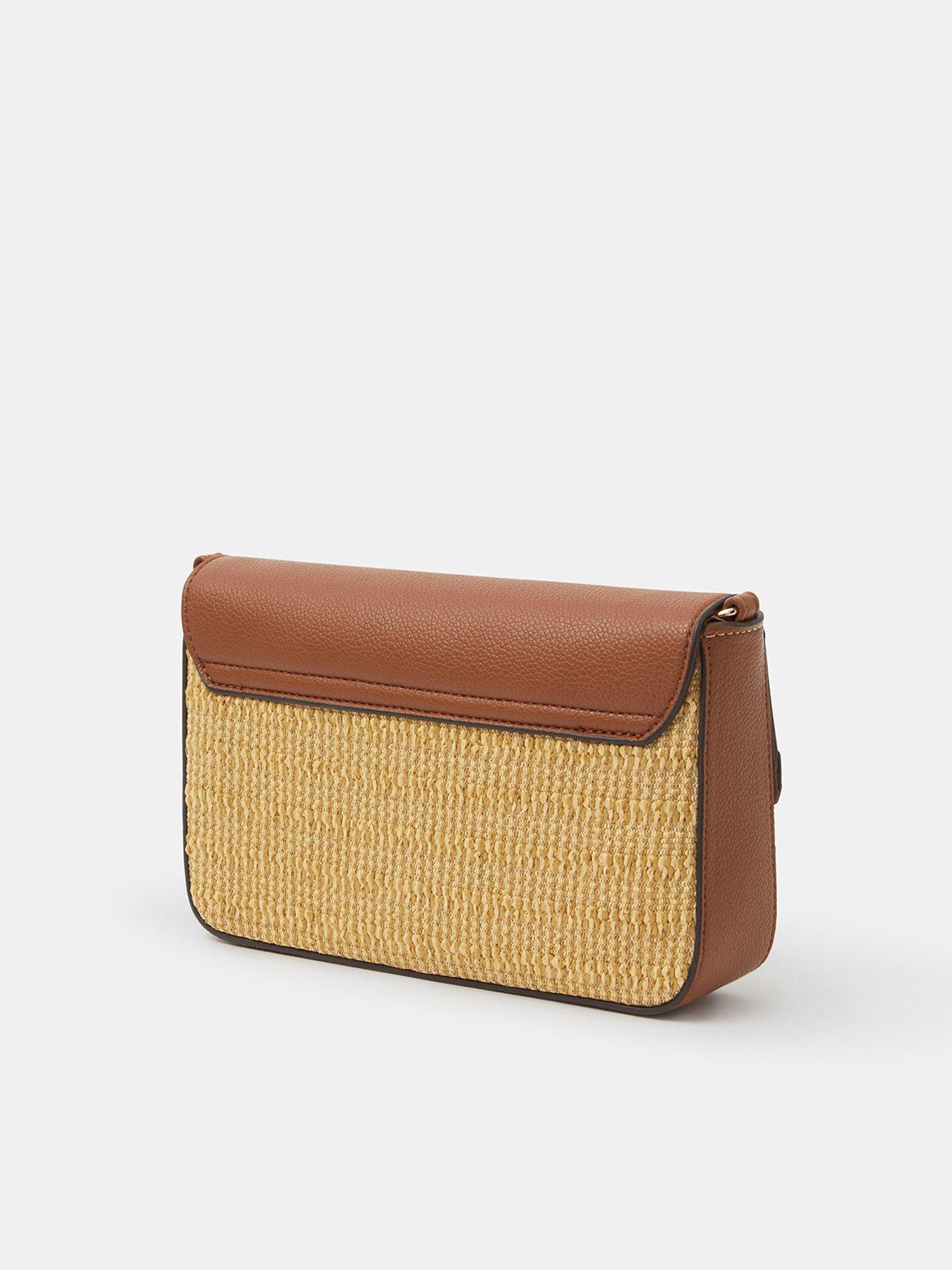  image of accessorize-twistlock-raffia-crossbody-bag