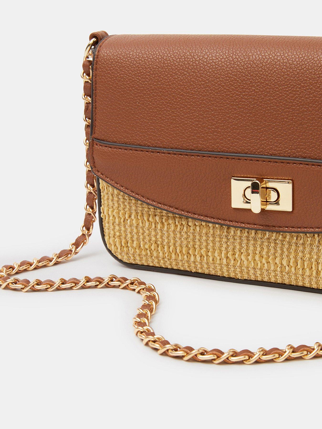  image of accessorize-twistlock-raffia-crossbody-bag