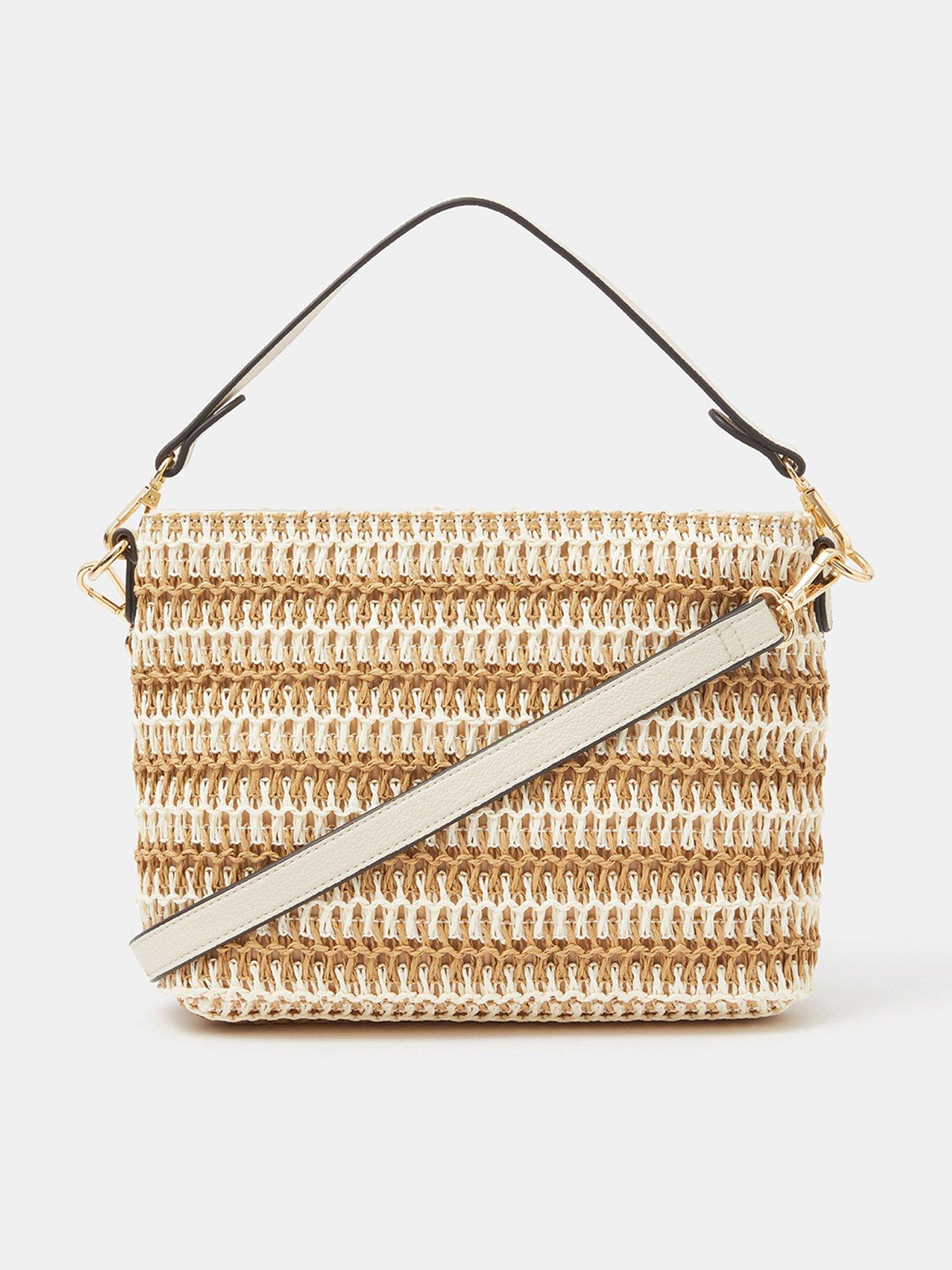 Accessorize Stripe Raffia Crossbody Bag