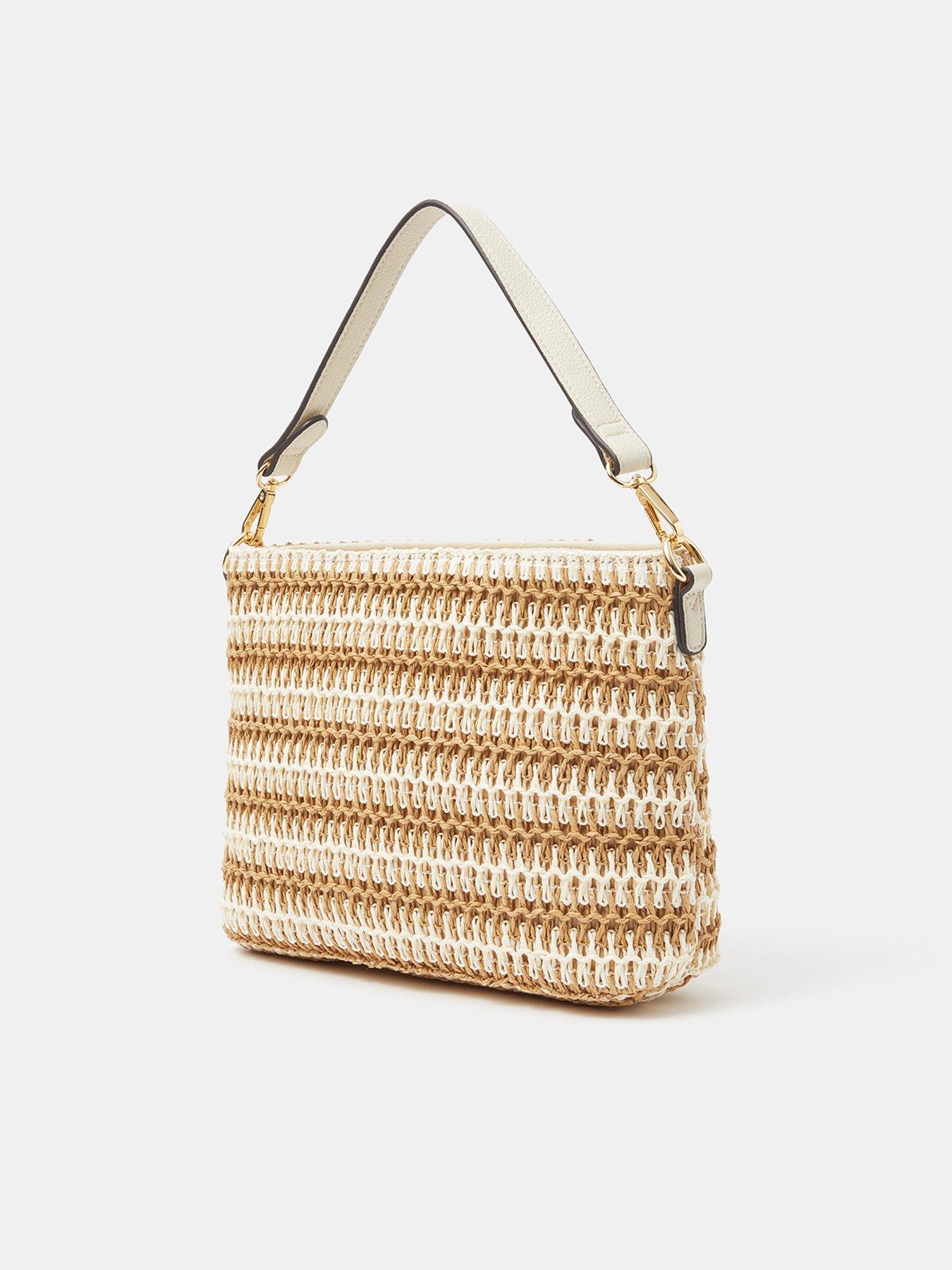  image of accessorize-stripe-raffia-crossbody-bag